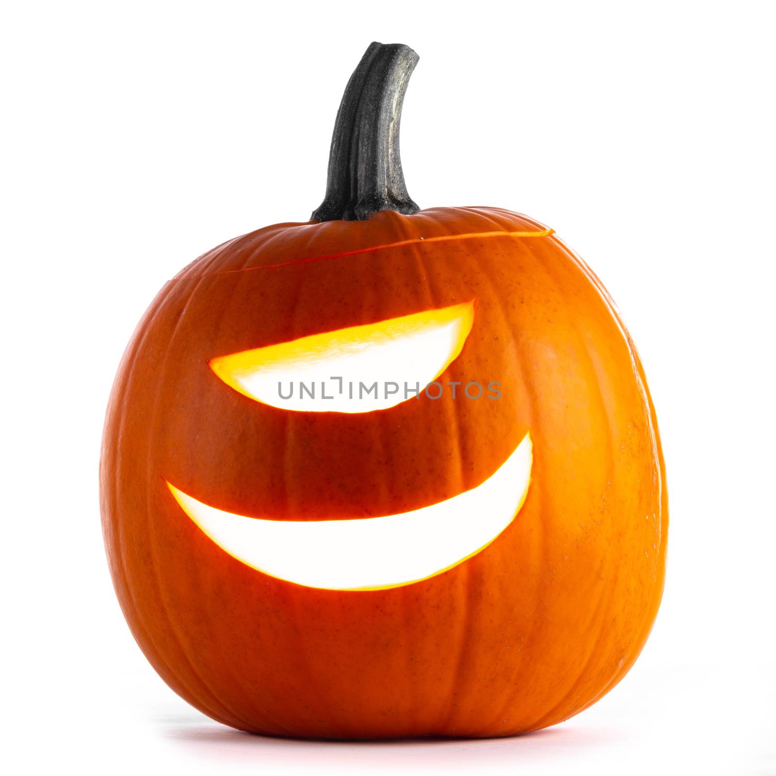 Cyclops Halloween Pumpkin isolated on white background