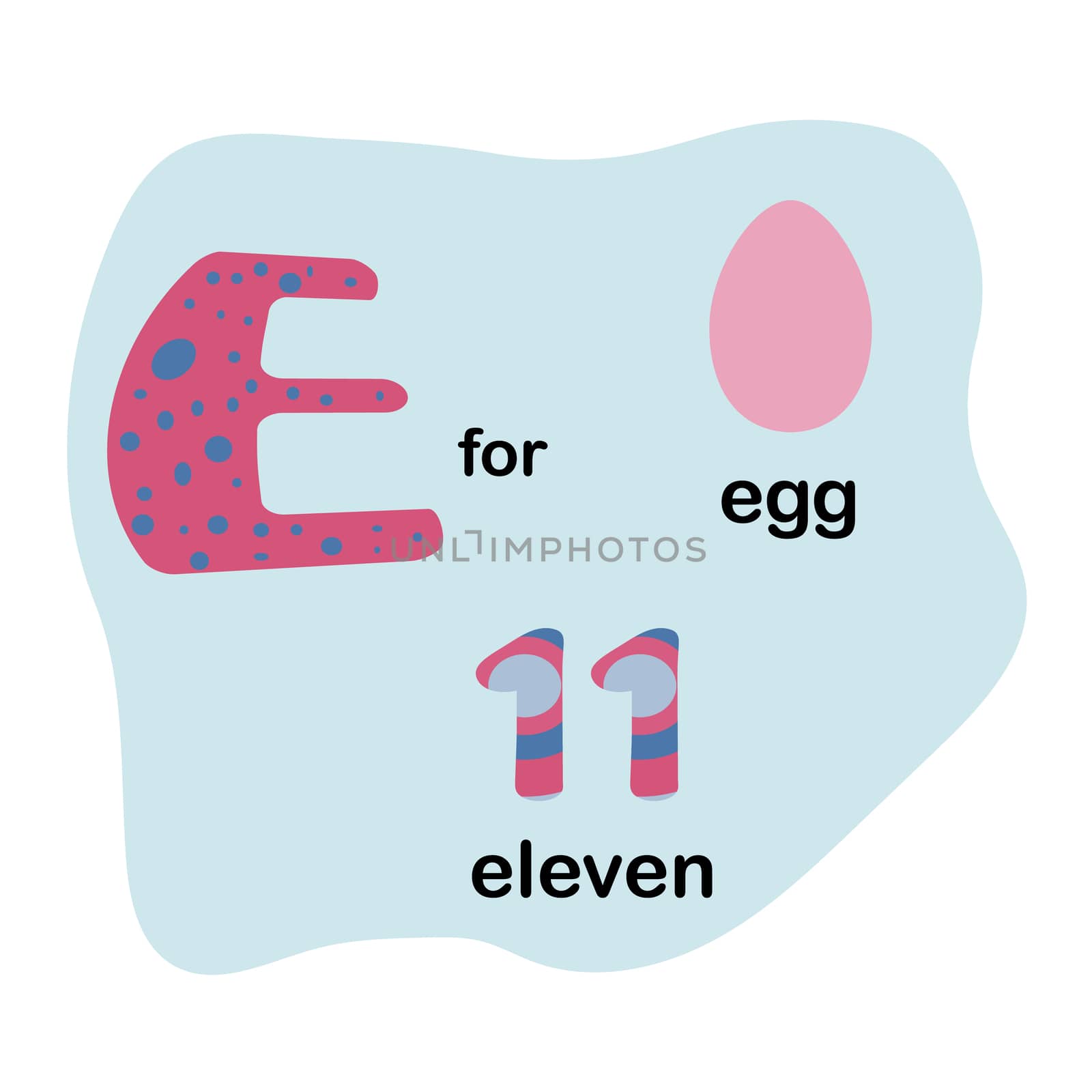 Children's Font in flat style illustration. Stylish multicoloured set.