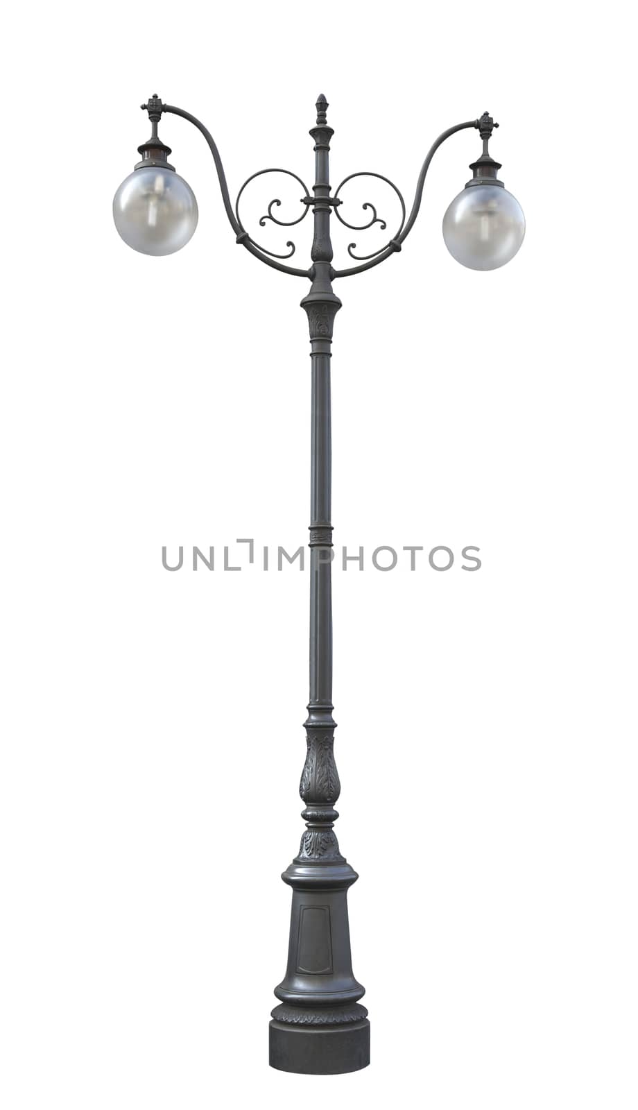 An old street lamppost isolated over white