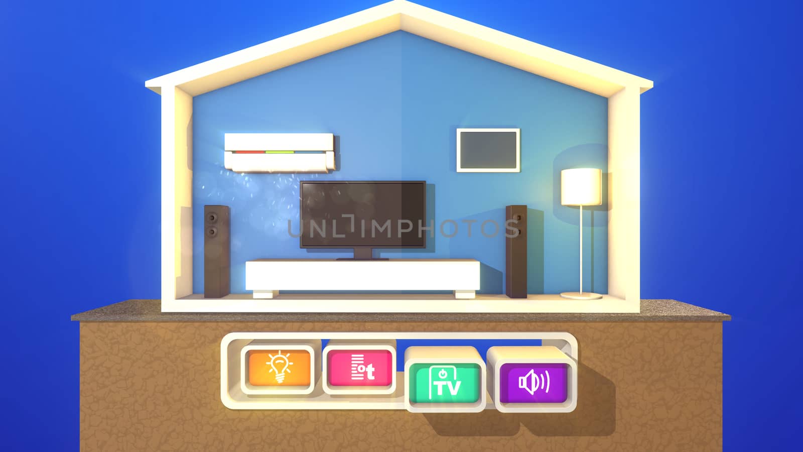 Smart house and two pressed buttons by klss