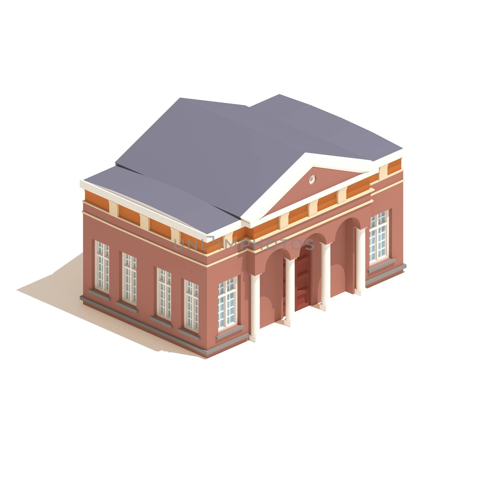 Flat 3d model isometric city hall or university building  illustration isolated on white background. by ingalinder