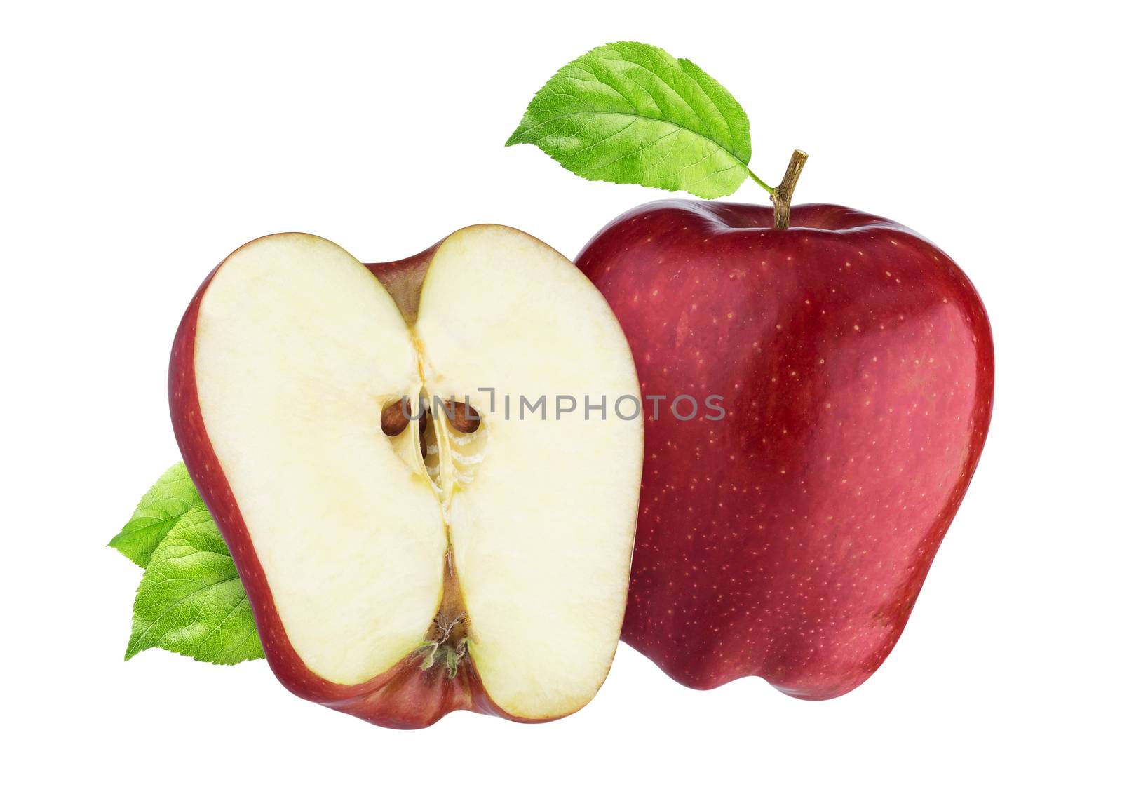 Red apple isolated on white background with clipping path. Ideal for use in packaging