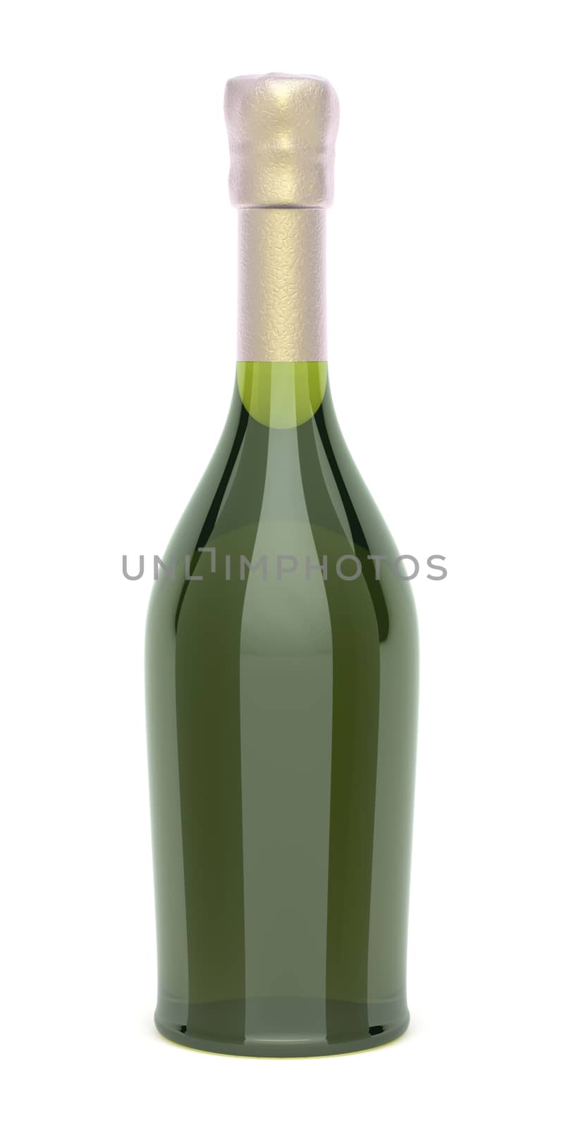 Sparkling wine bottle on white background 