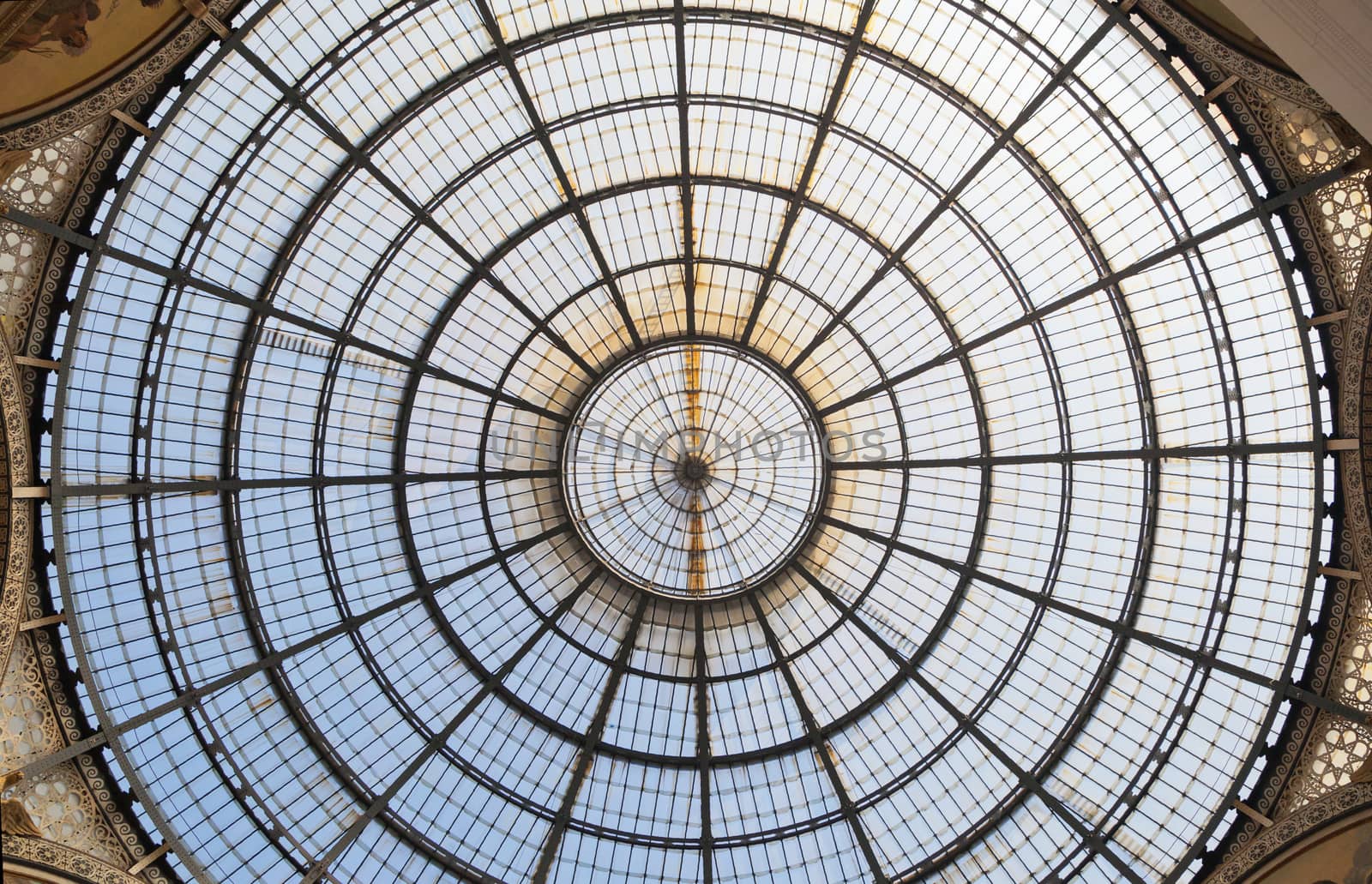 ITALY, MILAN - SEPTEMBER 27, 2014 - Ceiling of galleria Vittorio Emanuele II in Milan