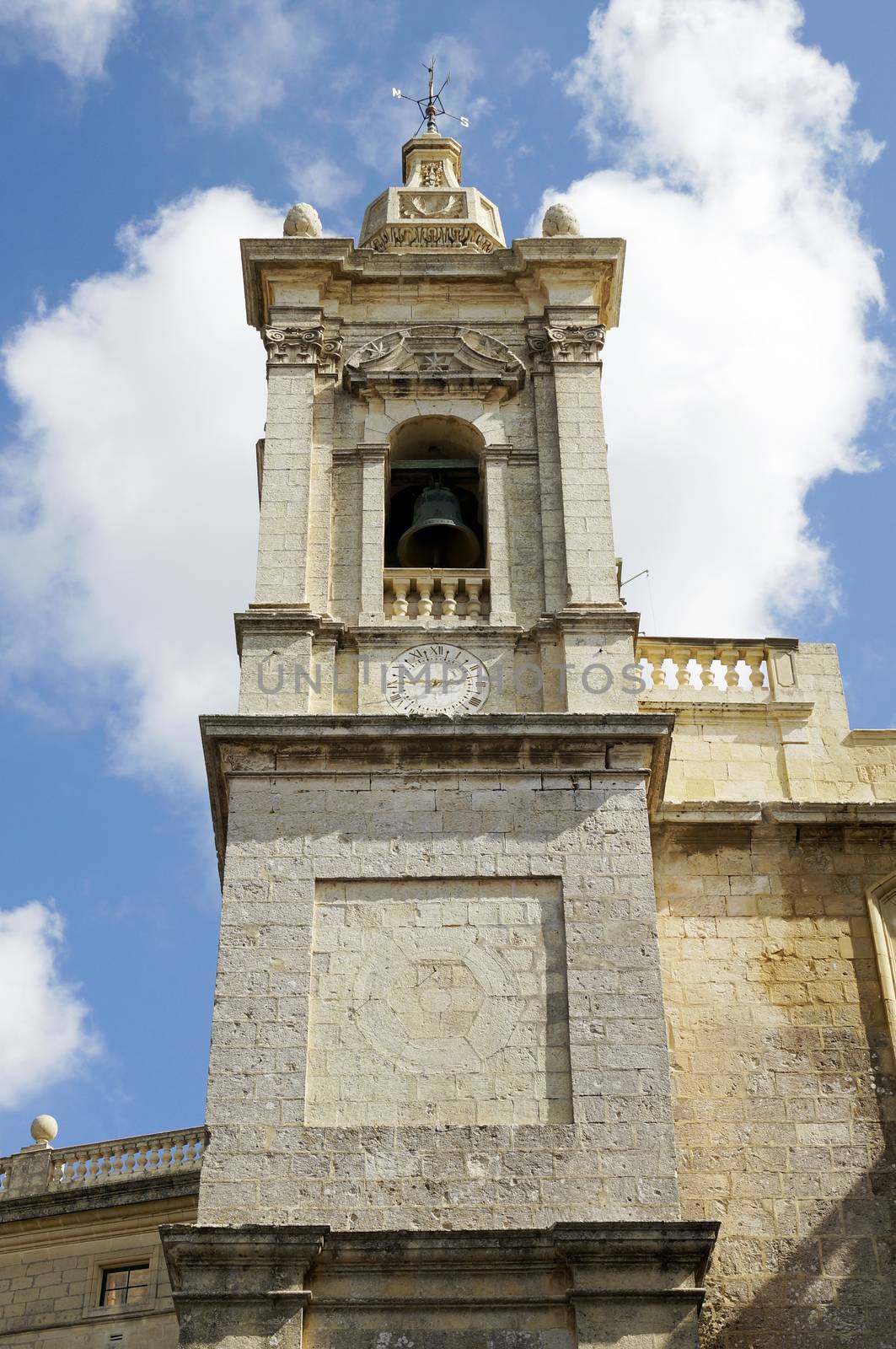 Bell tower of St. Paul church in Rabat, Malta               