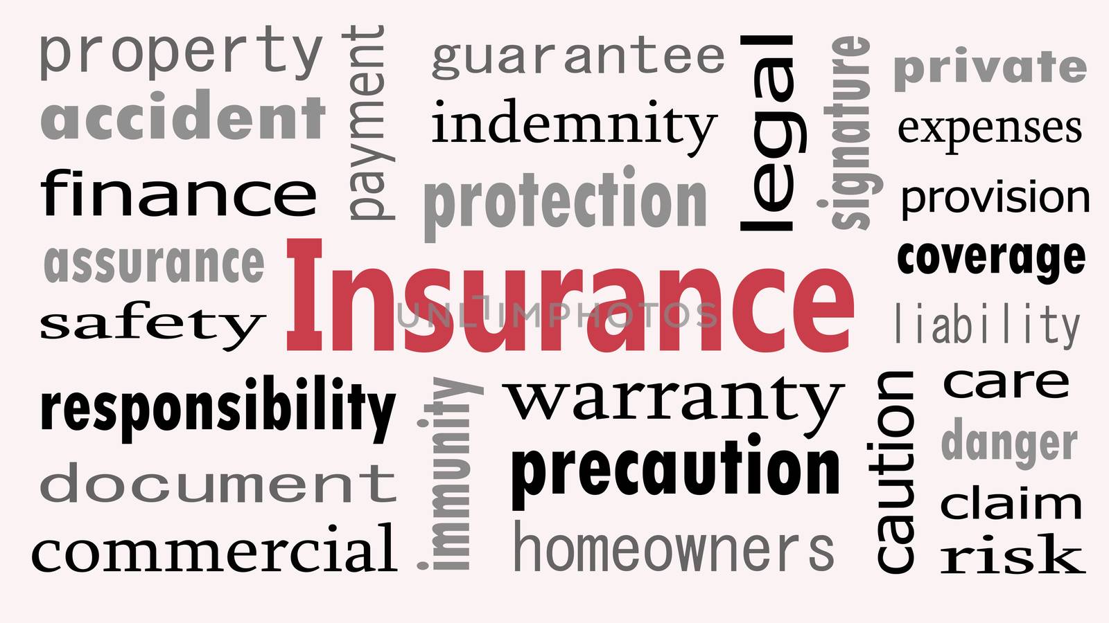 Insurance word cloud concept on white background.
