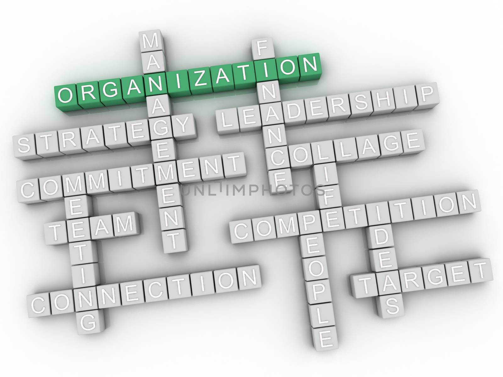 3d Organization word cloud, business concept background by dacasdo