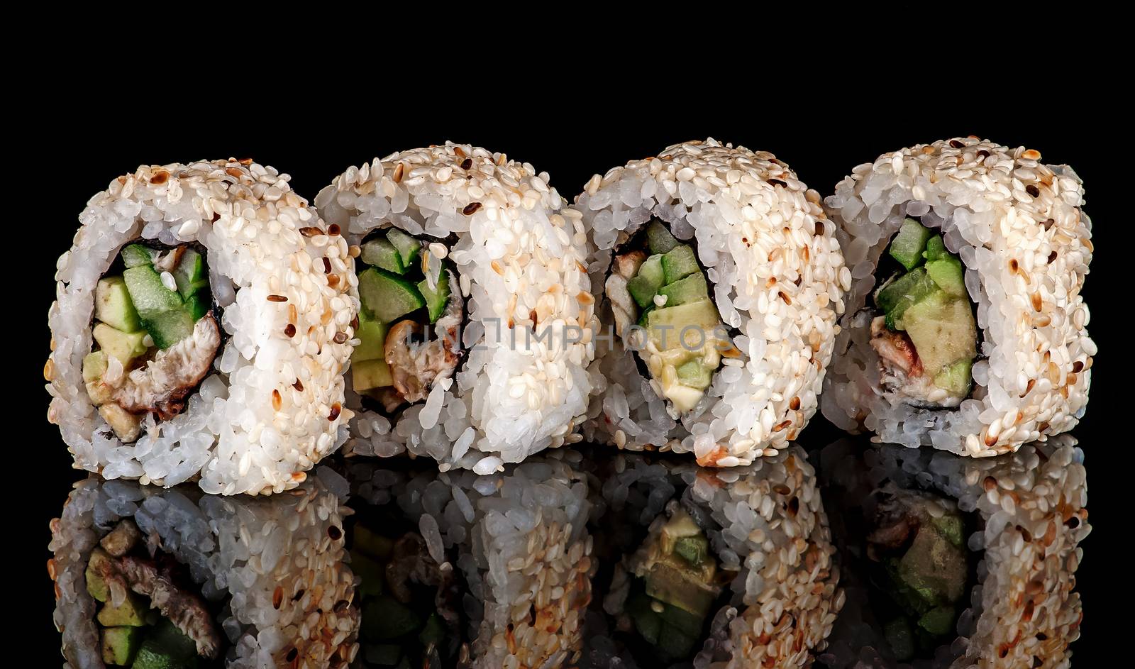 Closeup few sushi roll california by Cipariss