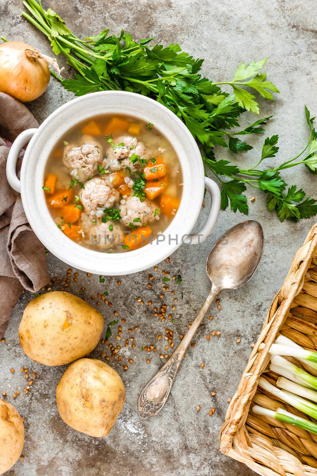 Buckwheat soup with meatballs by yelenayemchuk