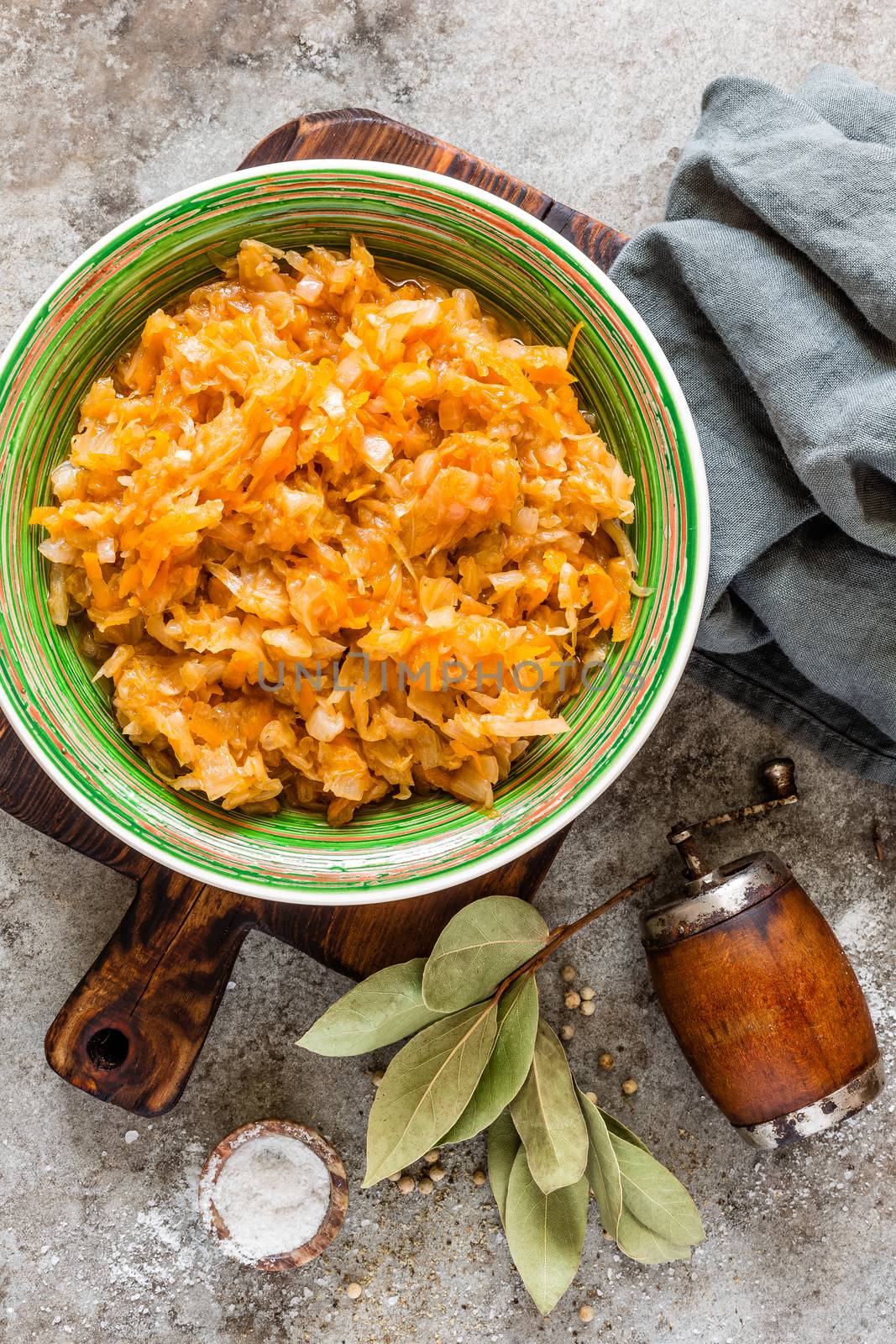 Braised or stewed cabbage, sauerkraut by yelenayemchuk