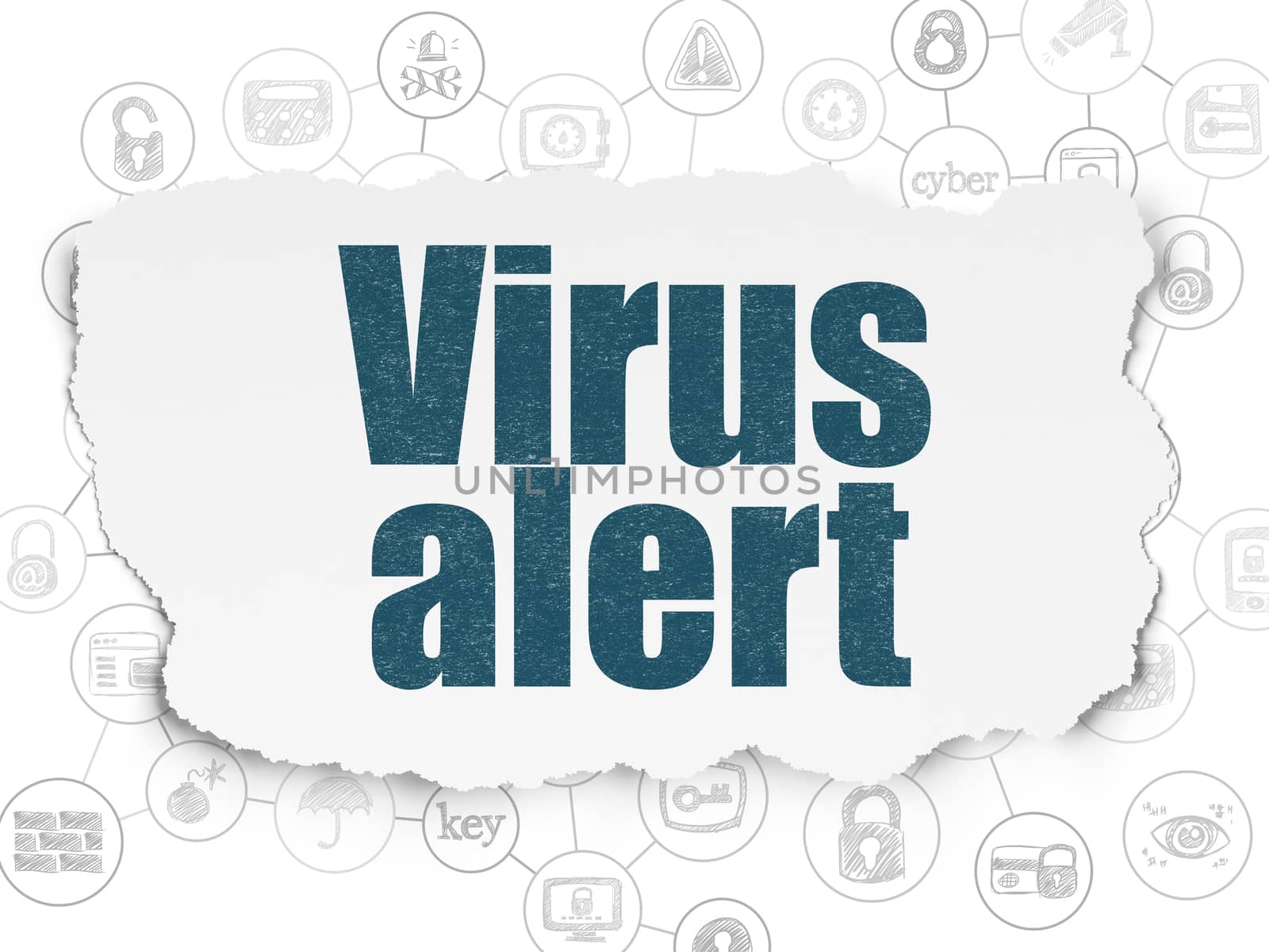 Privacy concept: Virus Alert on Torn Paper background by maxkabakov