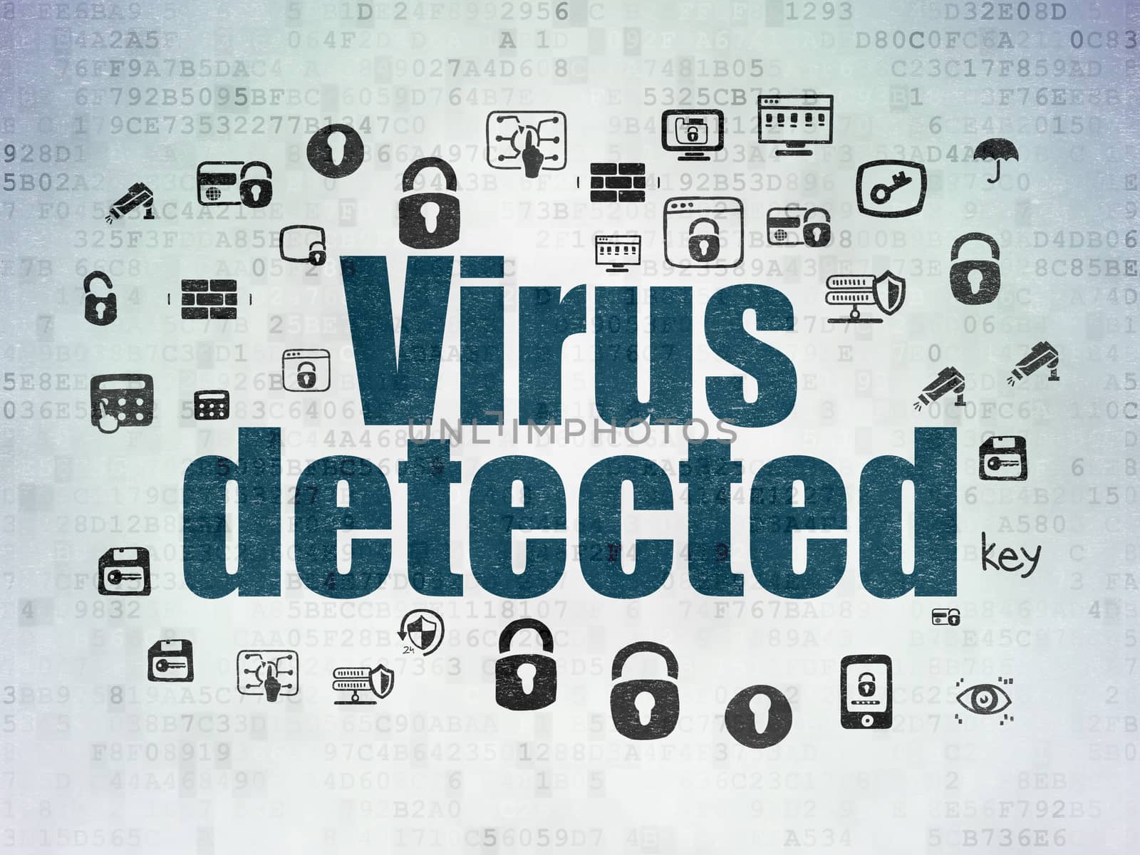 Privacy concept: Virus Detected on Digital Data Paper background by maxkabakov