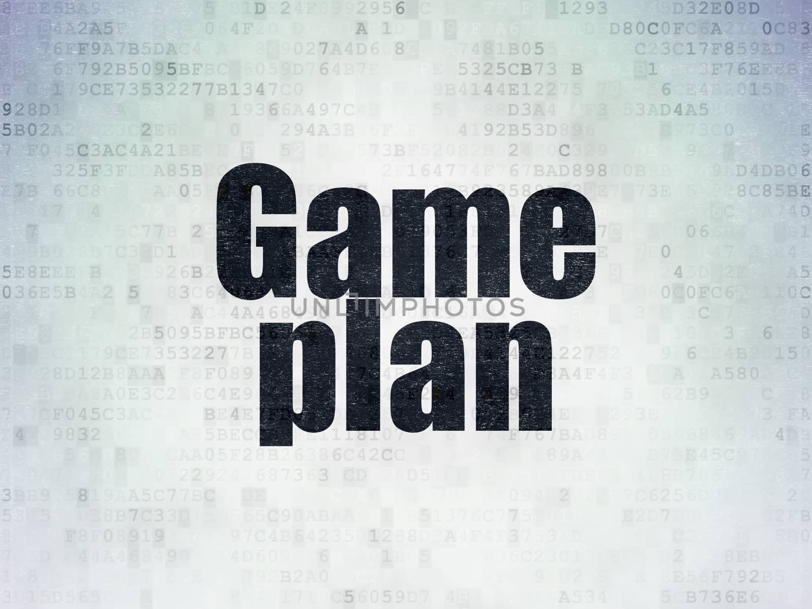 Business concept: Painted black word Game Plan on Digital Data Paper background