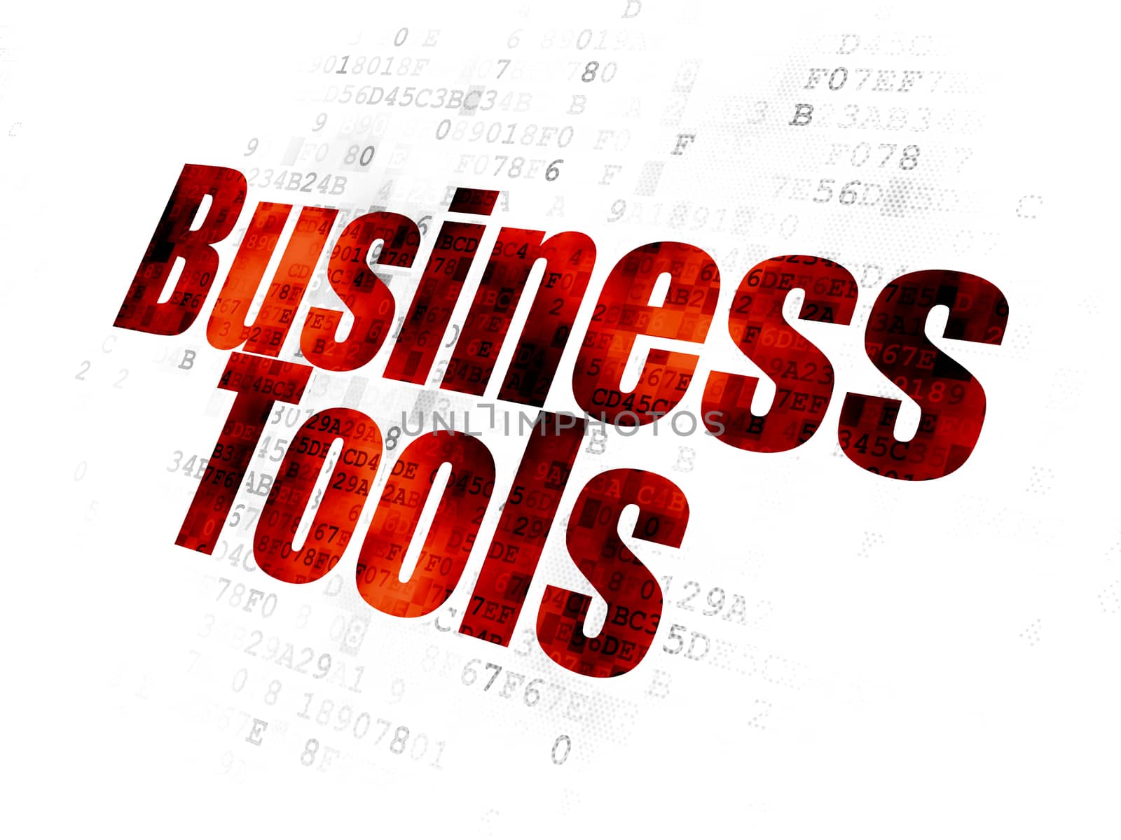 Finance concept: Pixelated red text Business Tools on Digital background