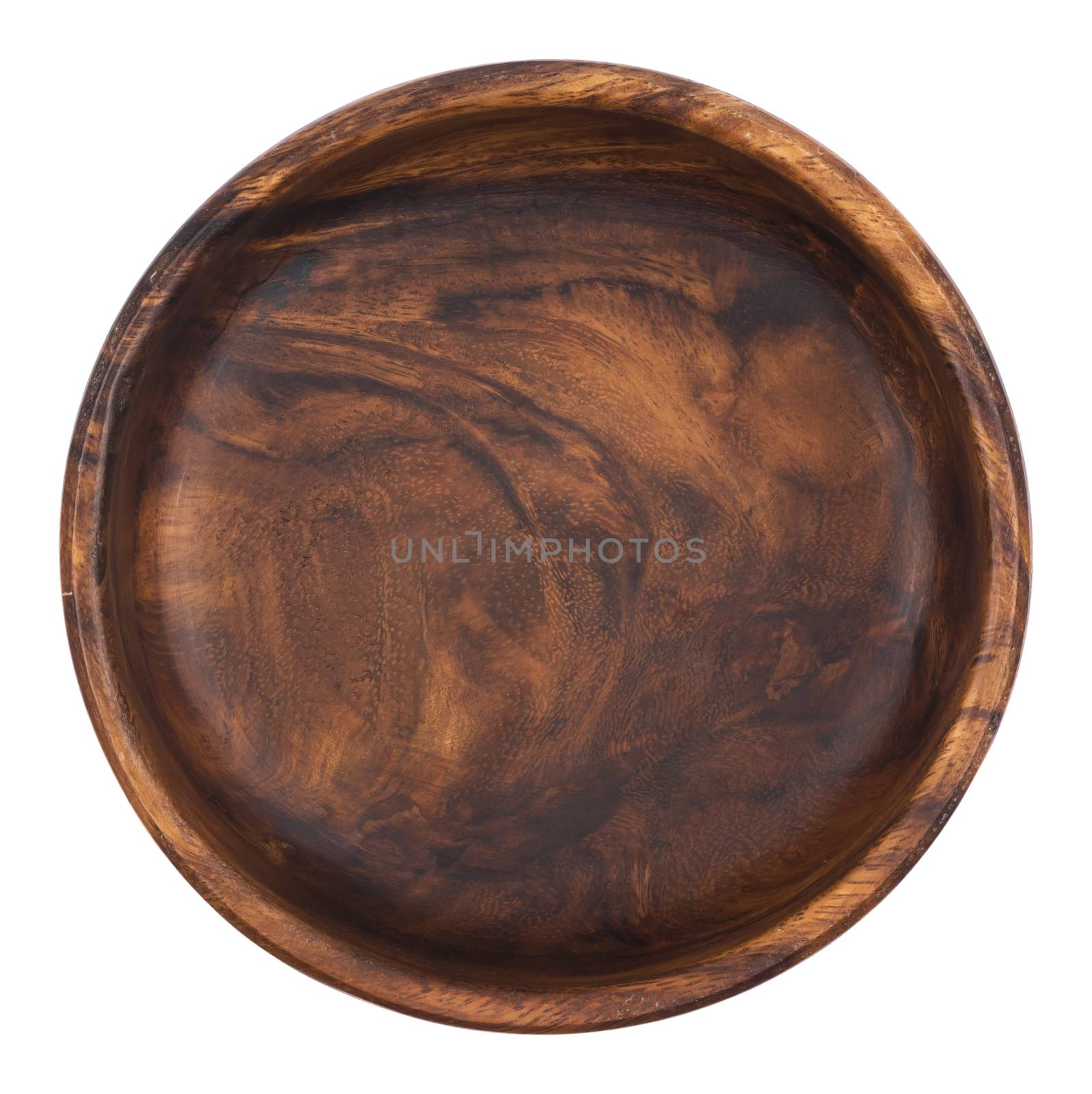 Empty wooden bowl isolated on white background. Top view by xamtiw