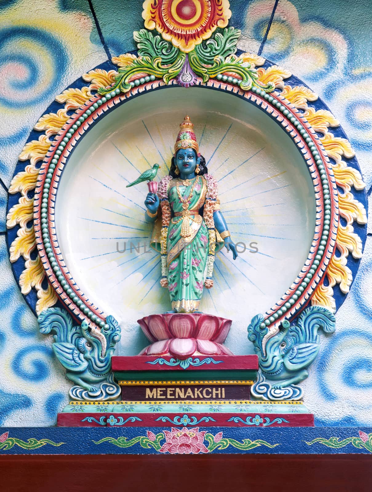 Statue of Meenakchi - avatar of Parvati - in Hinduist temple
