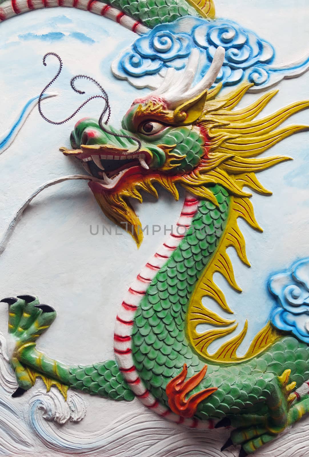 Dragon sculpture decoration of a temple in Vietnam