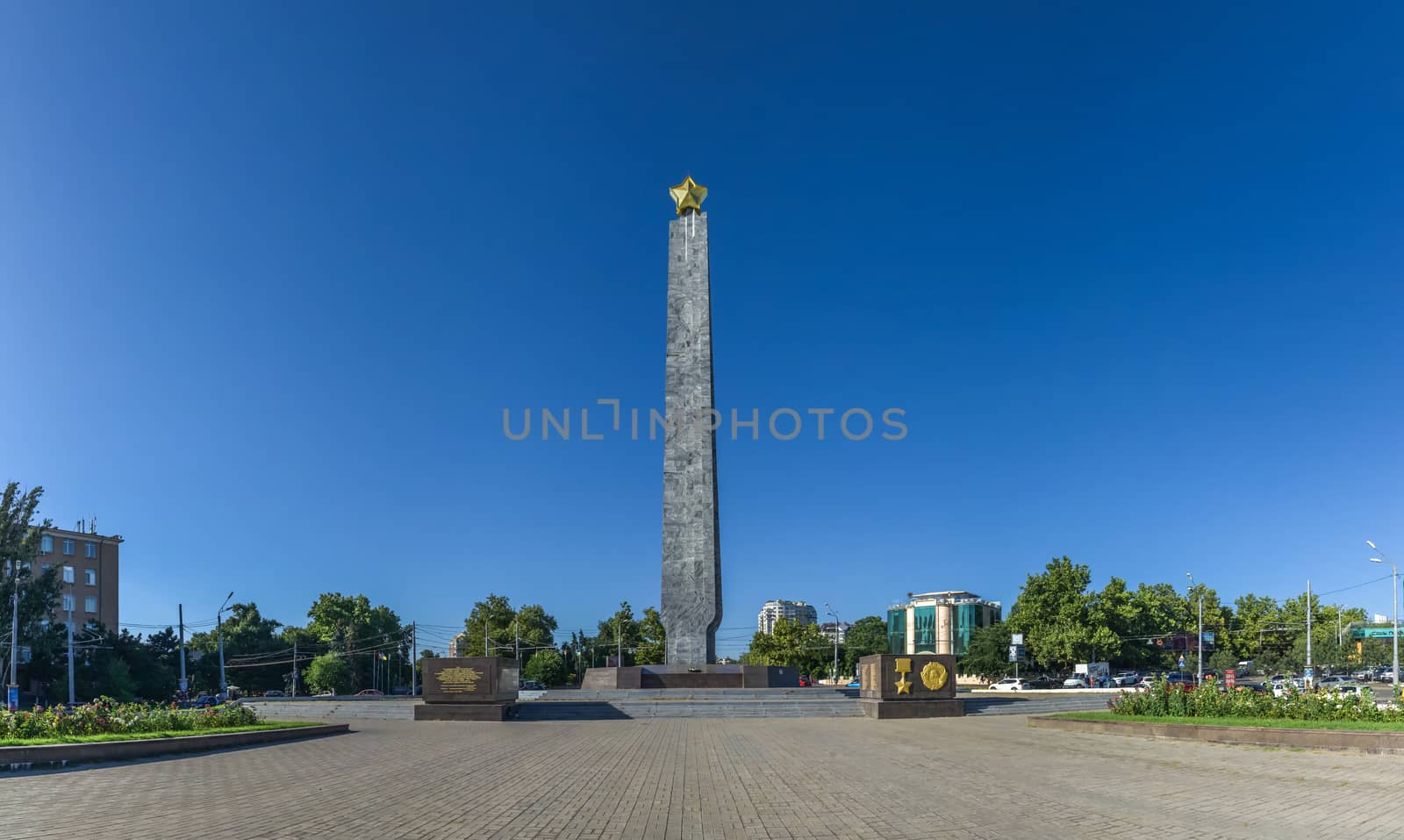 ODESSA, UKRAINE - 08.14.2018. April 10 Square named to commemorate the Liberation Day 
of Odessa from the German-Romanian Nazi occupants.