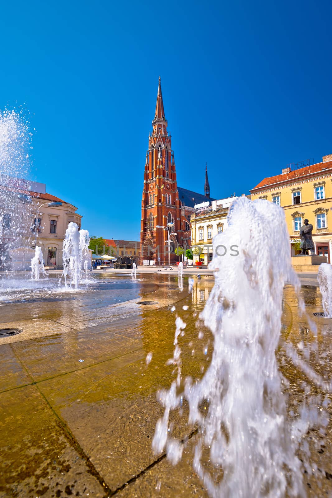 Osijek main square and cathedral view, Slavonija region of Croatia