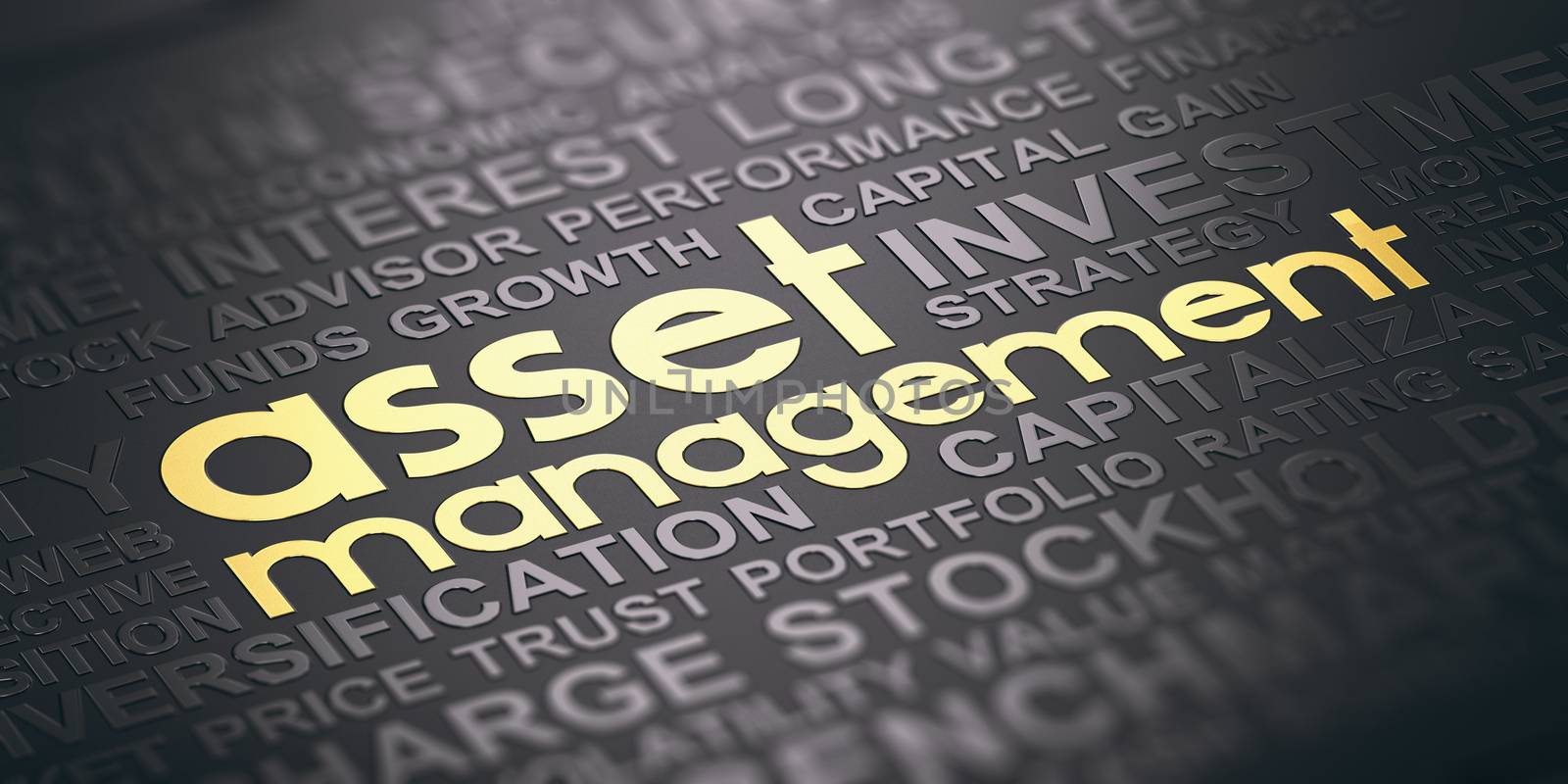 Asset Management Background, Words Cloud Concept In Black and Go by Olivier-Le-Moal