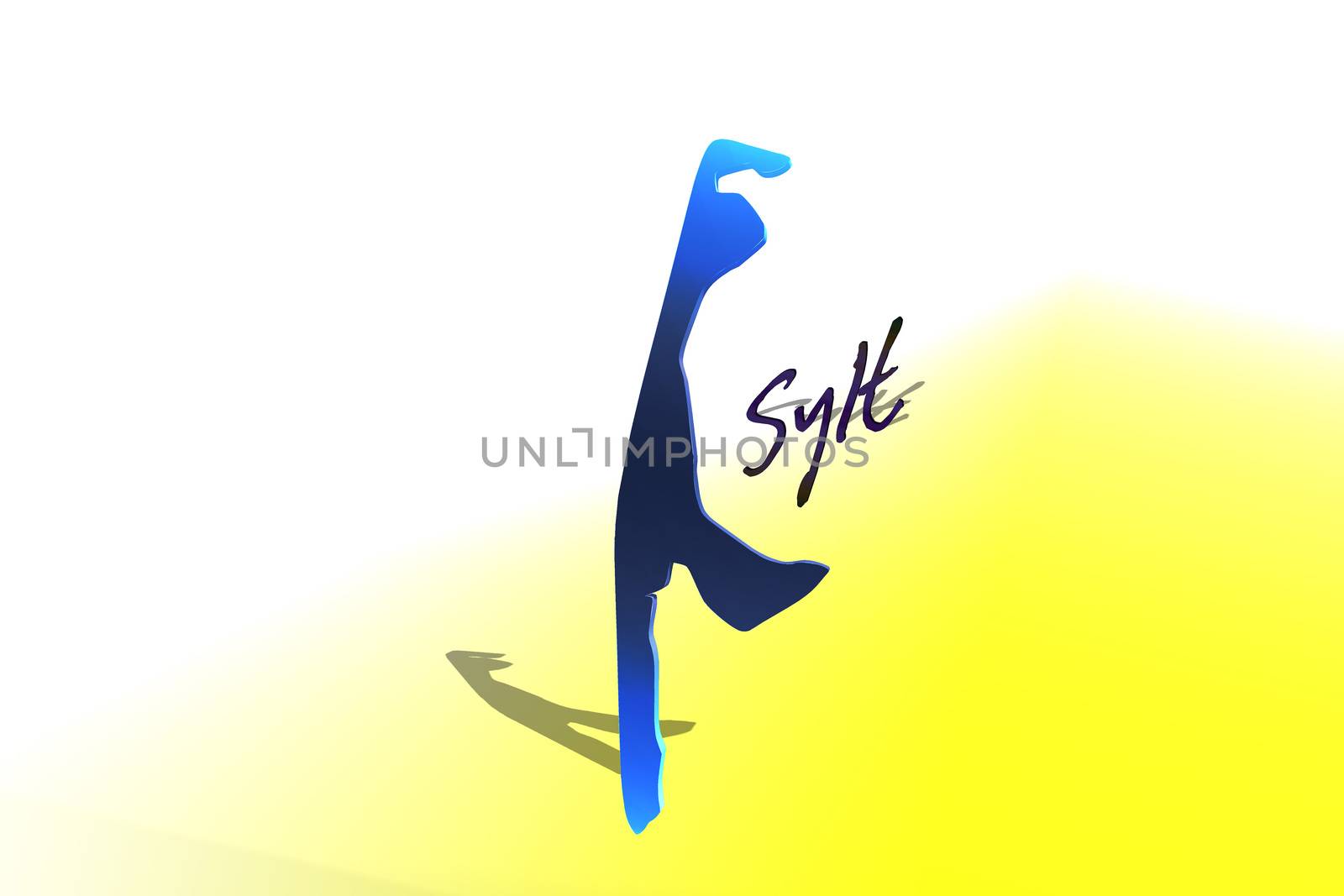 Sylter map 3Dwith gradient background and text