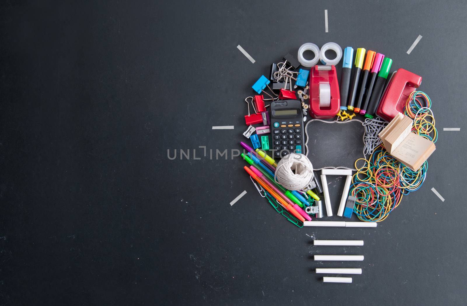 Light bulb icon made from stationery by unikpix