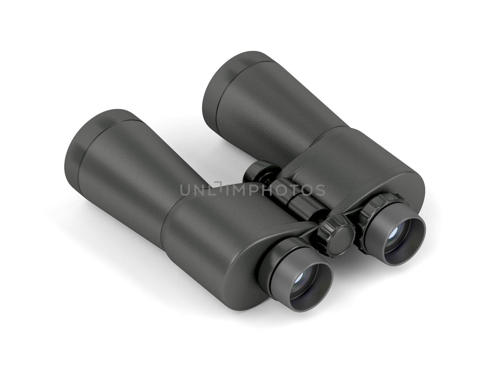 Binoculars on white background, 3D illustration