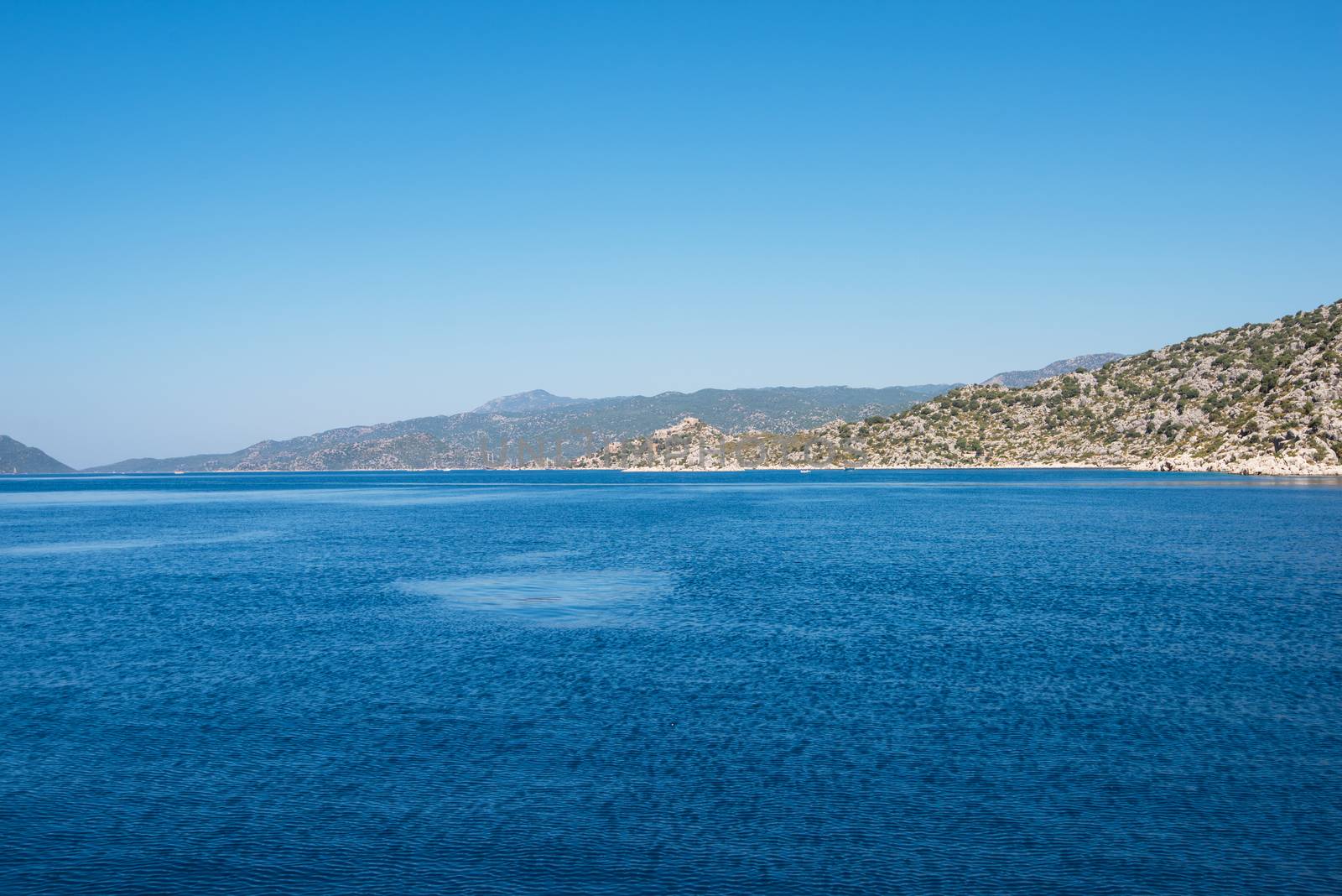 Sea, near ruins of the ancient city on the Kekova island, Turkey