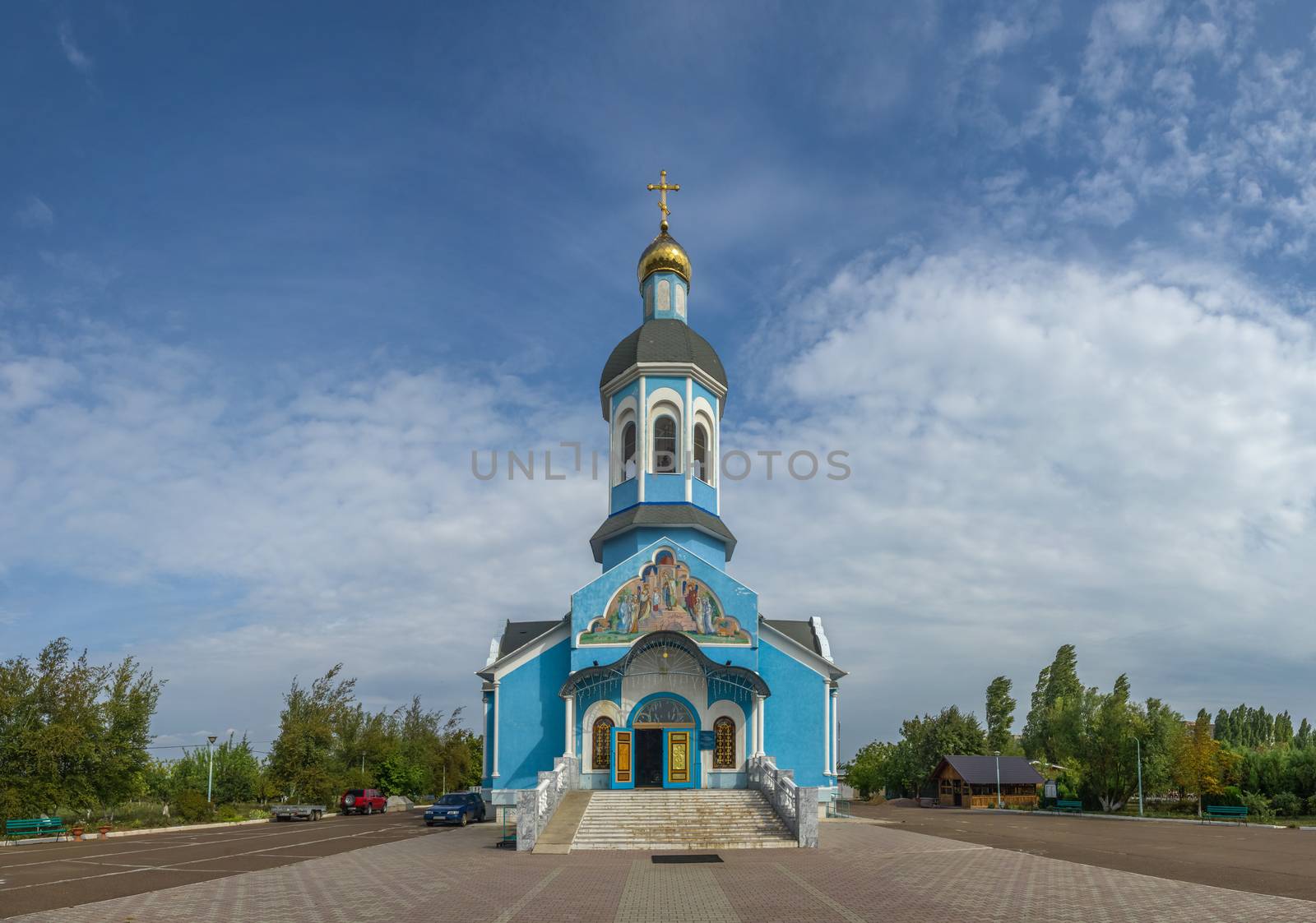 Yuzhne, Ukraine - 09.03.2018. Holy Vvedensky Church  in Yuzhny,  port city in Odessa province of Ukraine on the country's Black Sea coast.