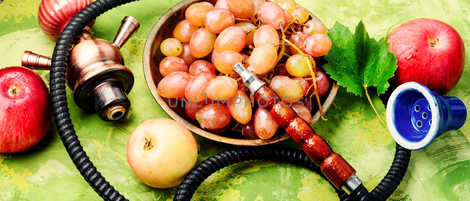 Oriental shisha hookah with aroma grapes for relax.Grapes shisha