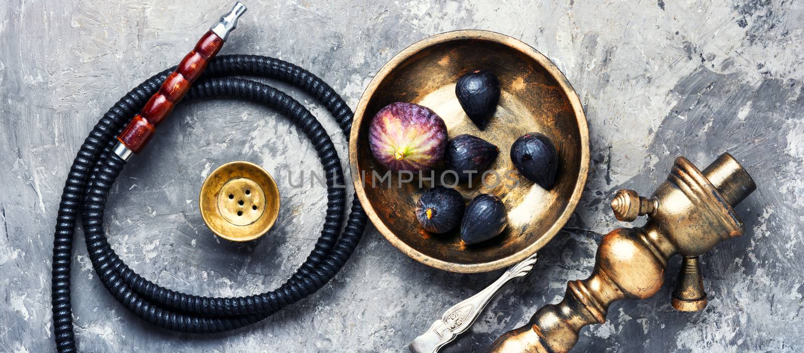 East shisha hookah with aroma figs for relax.Figs shisha.Smoking hookah.