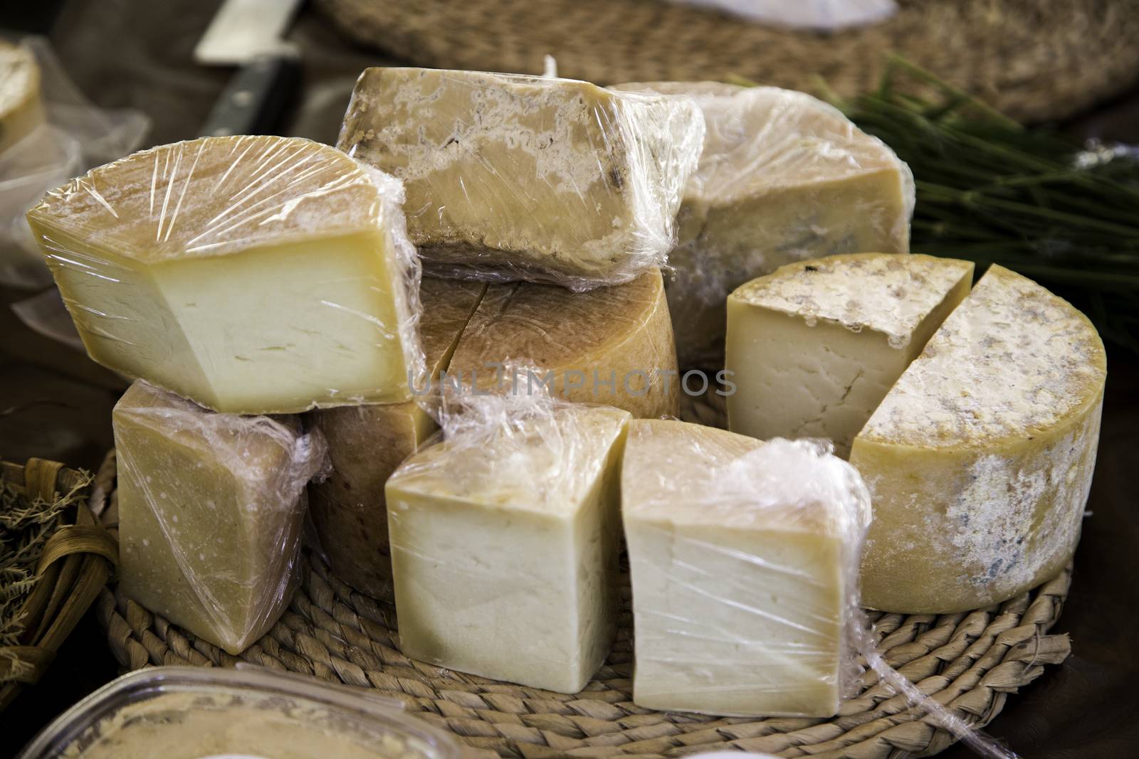 Cured old cheese, detail of dairy product