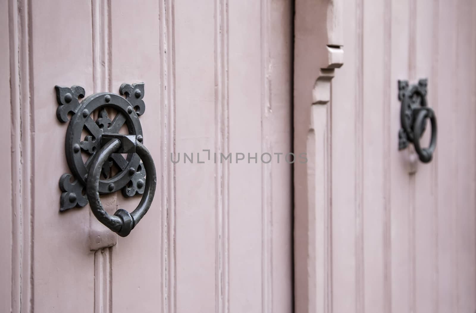 Old metal door knocker, decoration detail