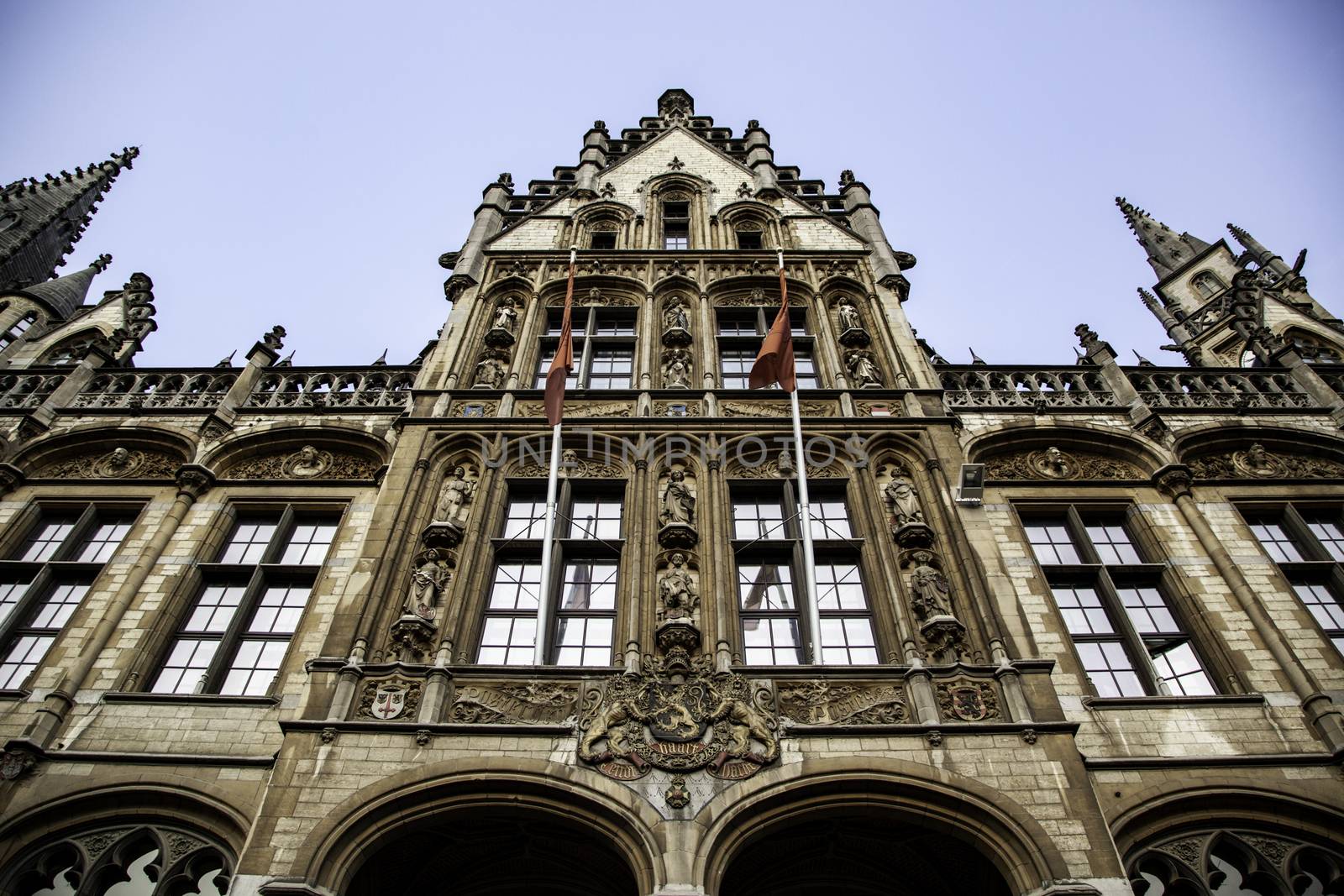 Old building in the city of Ghent, tourism in Europe, Belgium in September