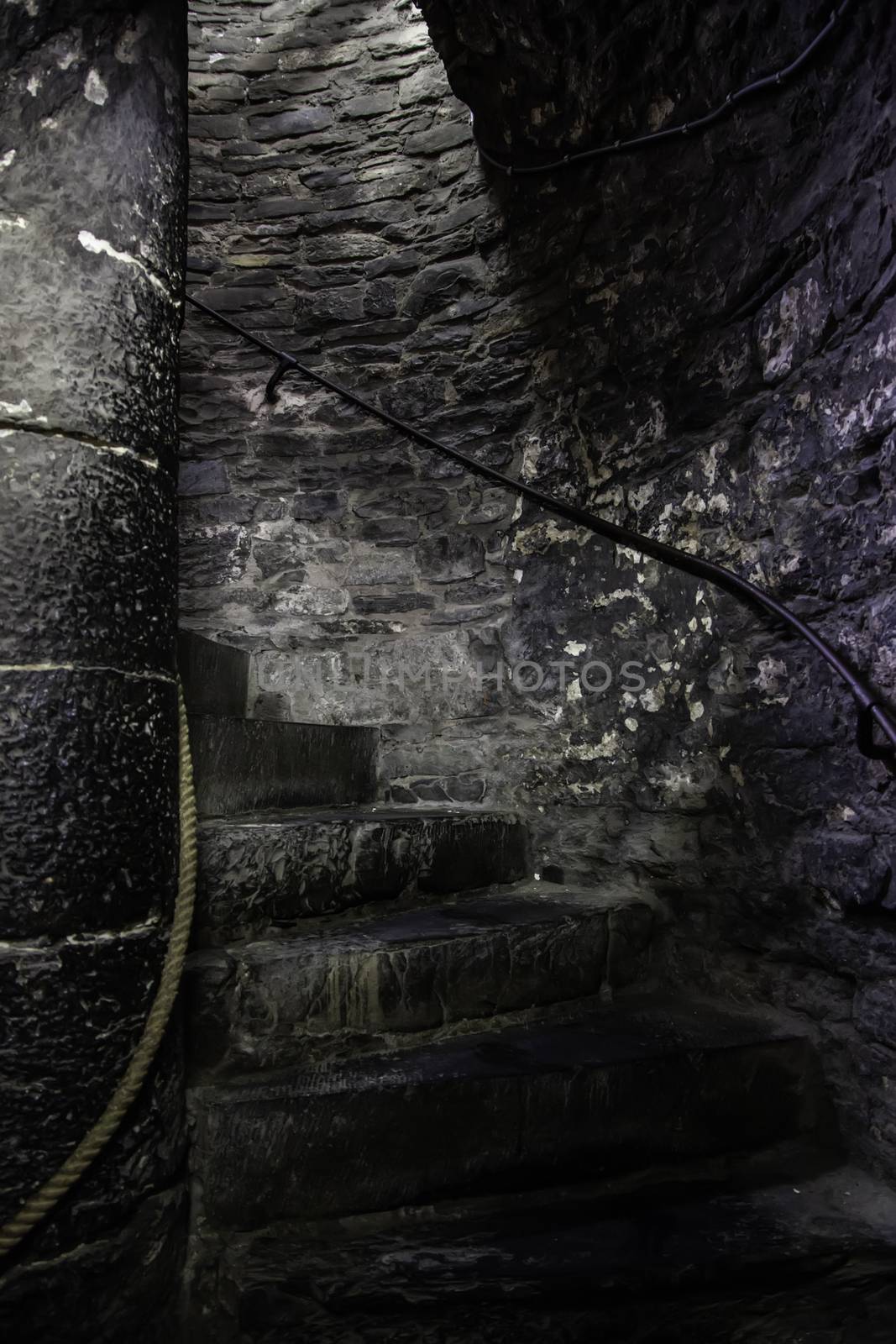 Ancient spiral staircase, medieval staircase detail