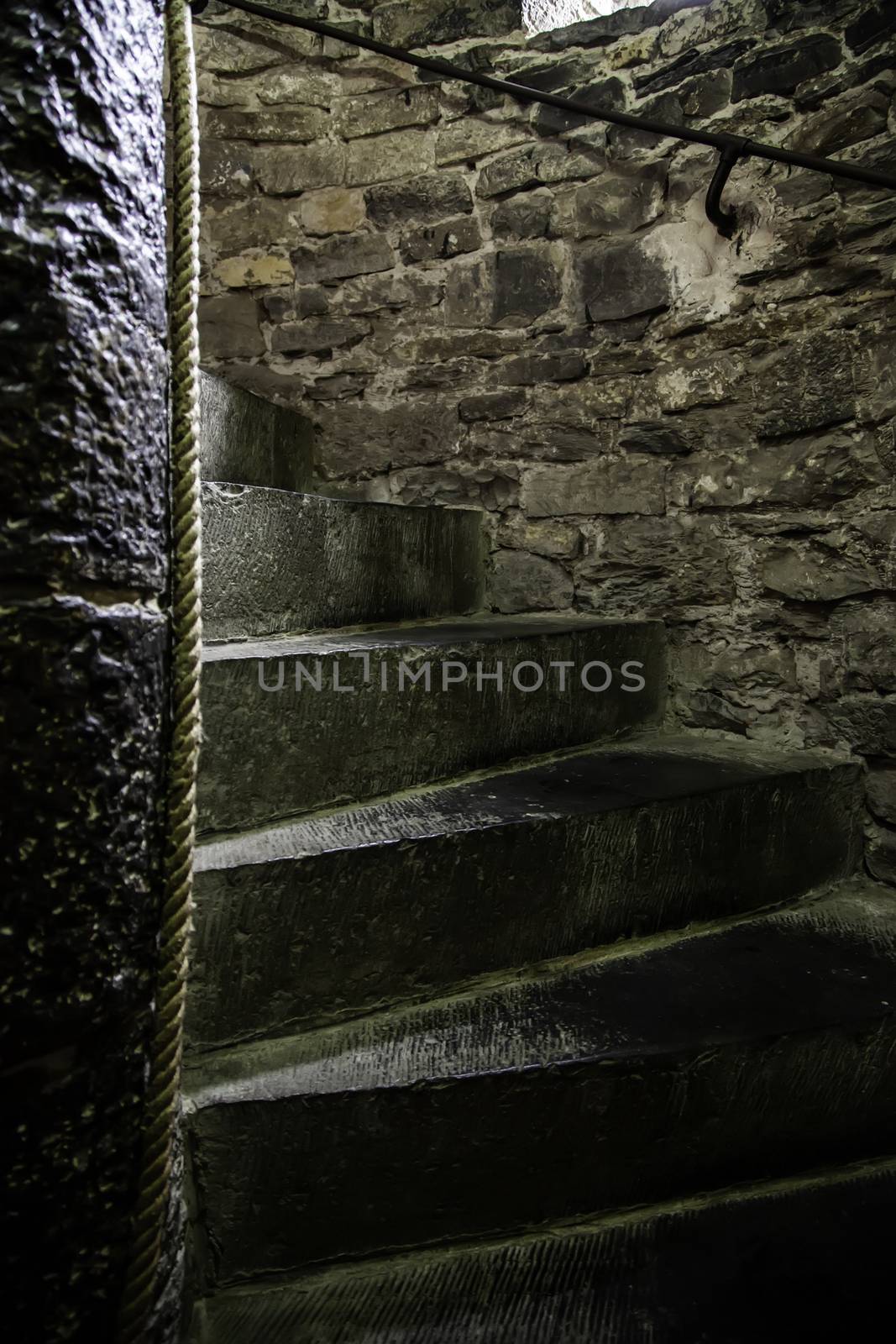 Ancient spiral staircase, medieval staircase detail