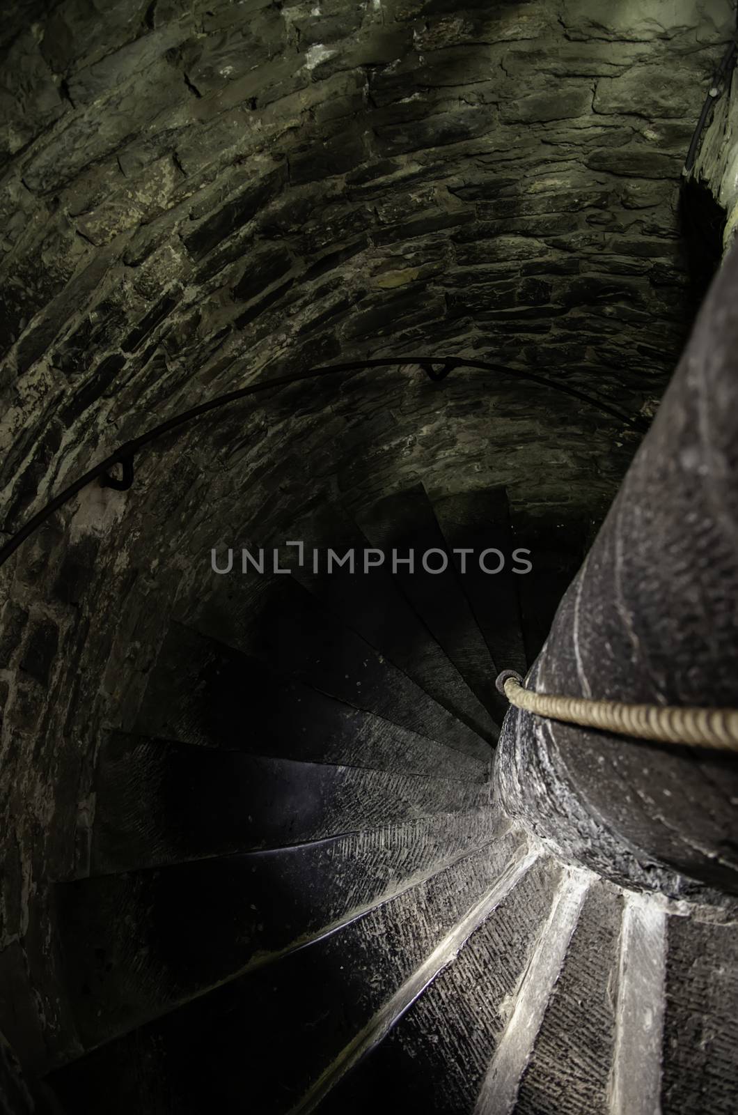 Ancient spiral staircase, medieval staircase detail