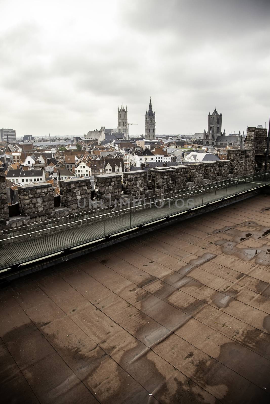 Old building in the city of Ghent, tourism in Europe, Belgium in September