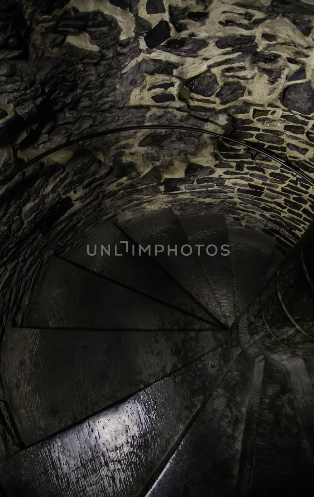 Ancient spiral staircase, medieval staircase detail