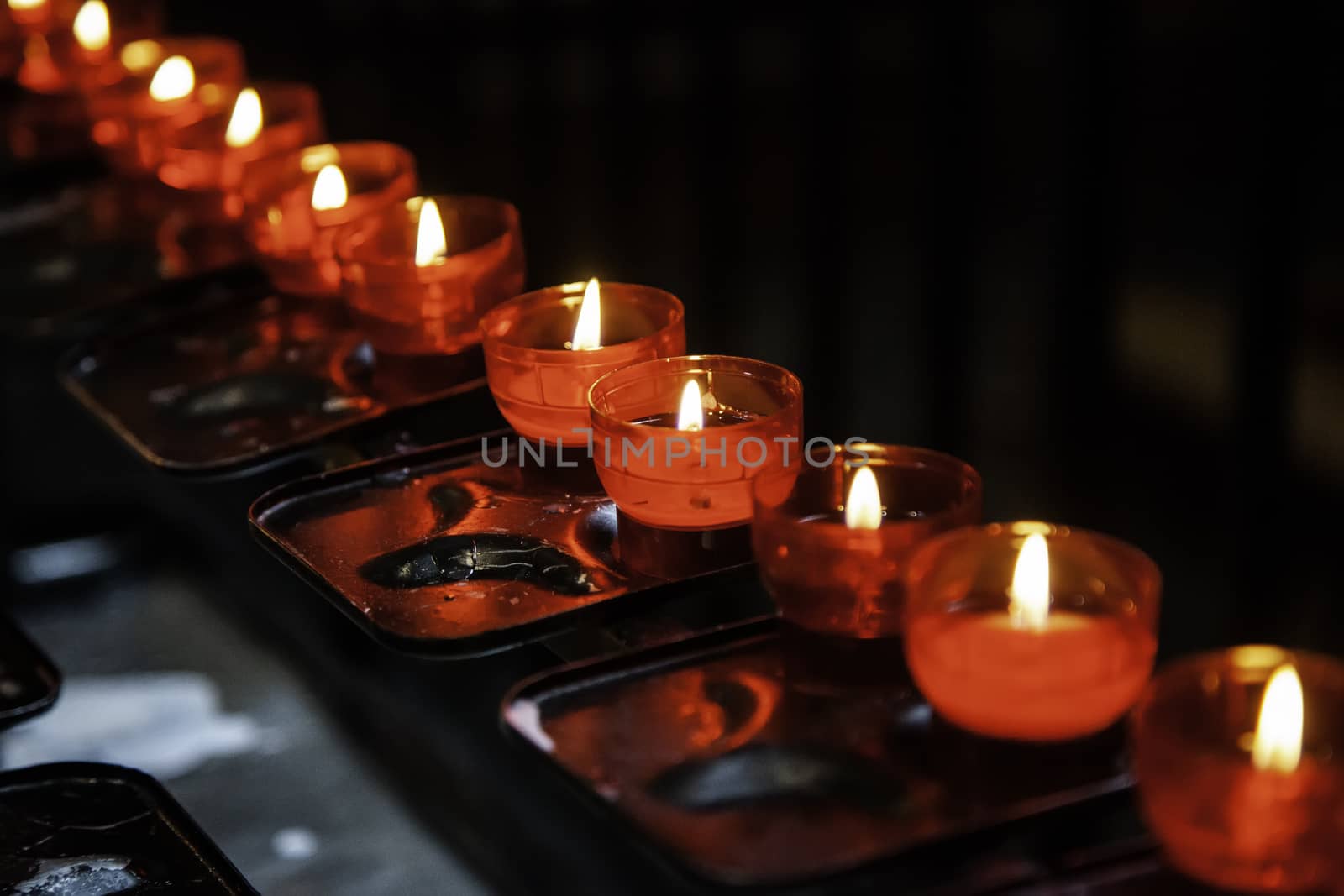 Wax candles in a church, belief and faith, religion