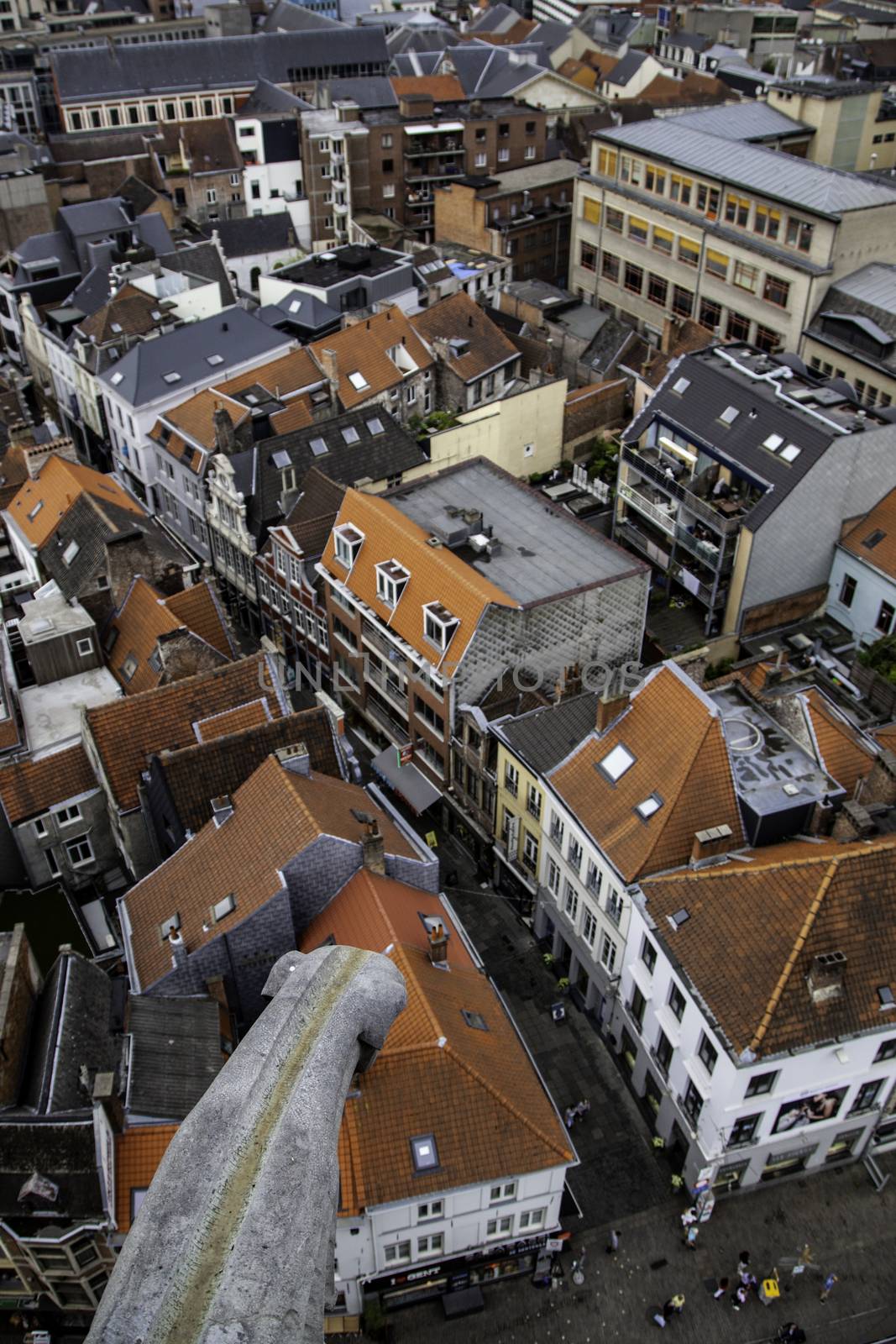 View of Ghent from the height, detail of Belgium, tourism