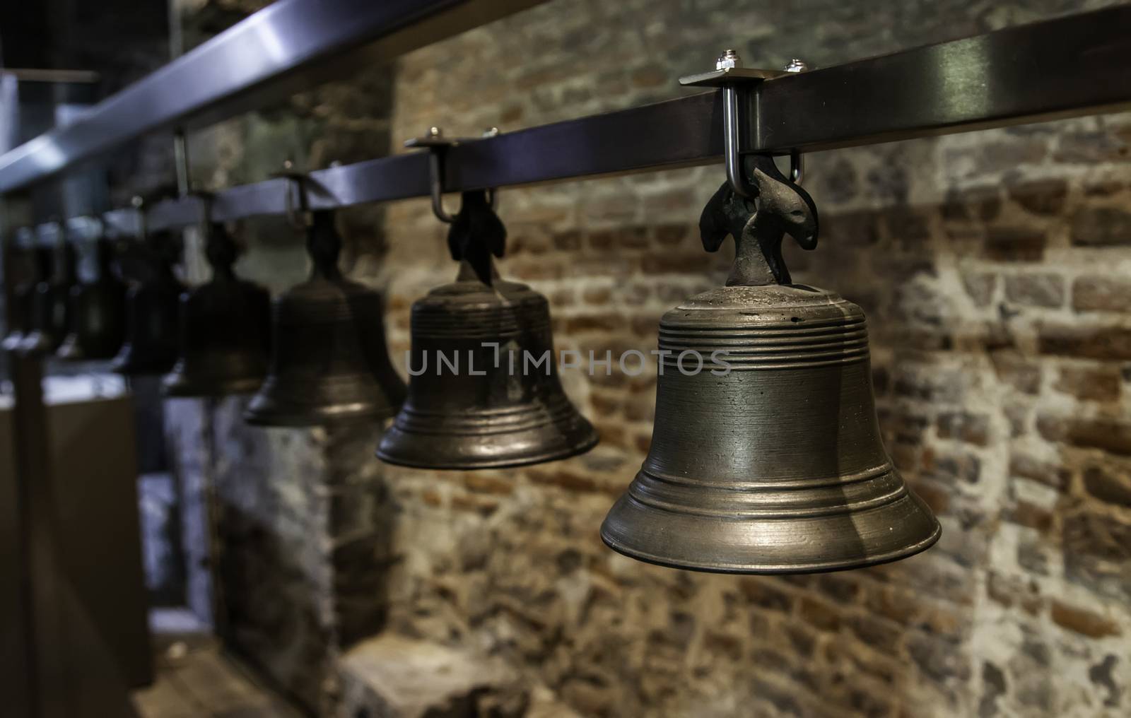 Old metal bells, detail of musical instrument