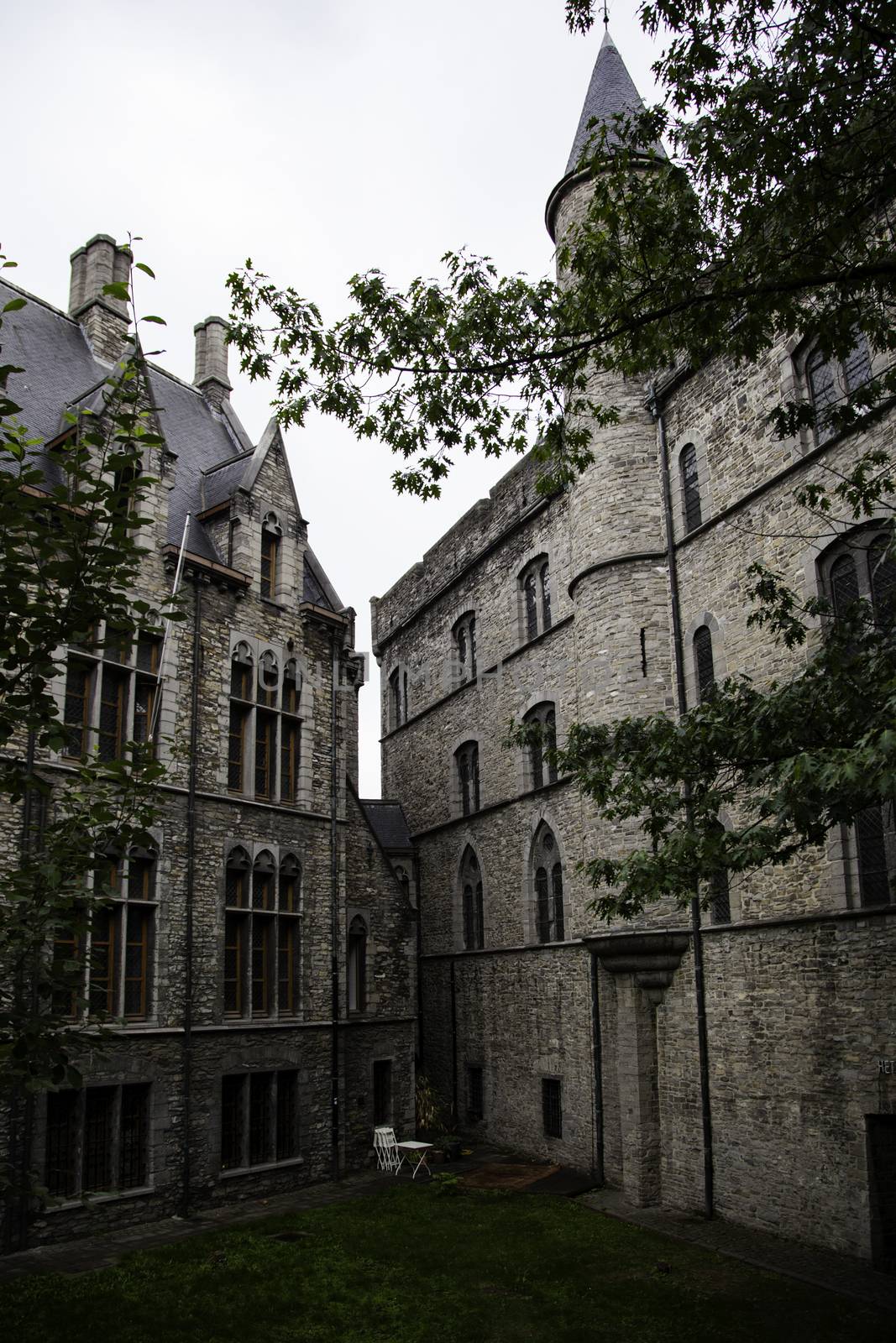 Old building in the city of Ghent, tourism in Europe, Belgium in September