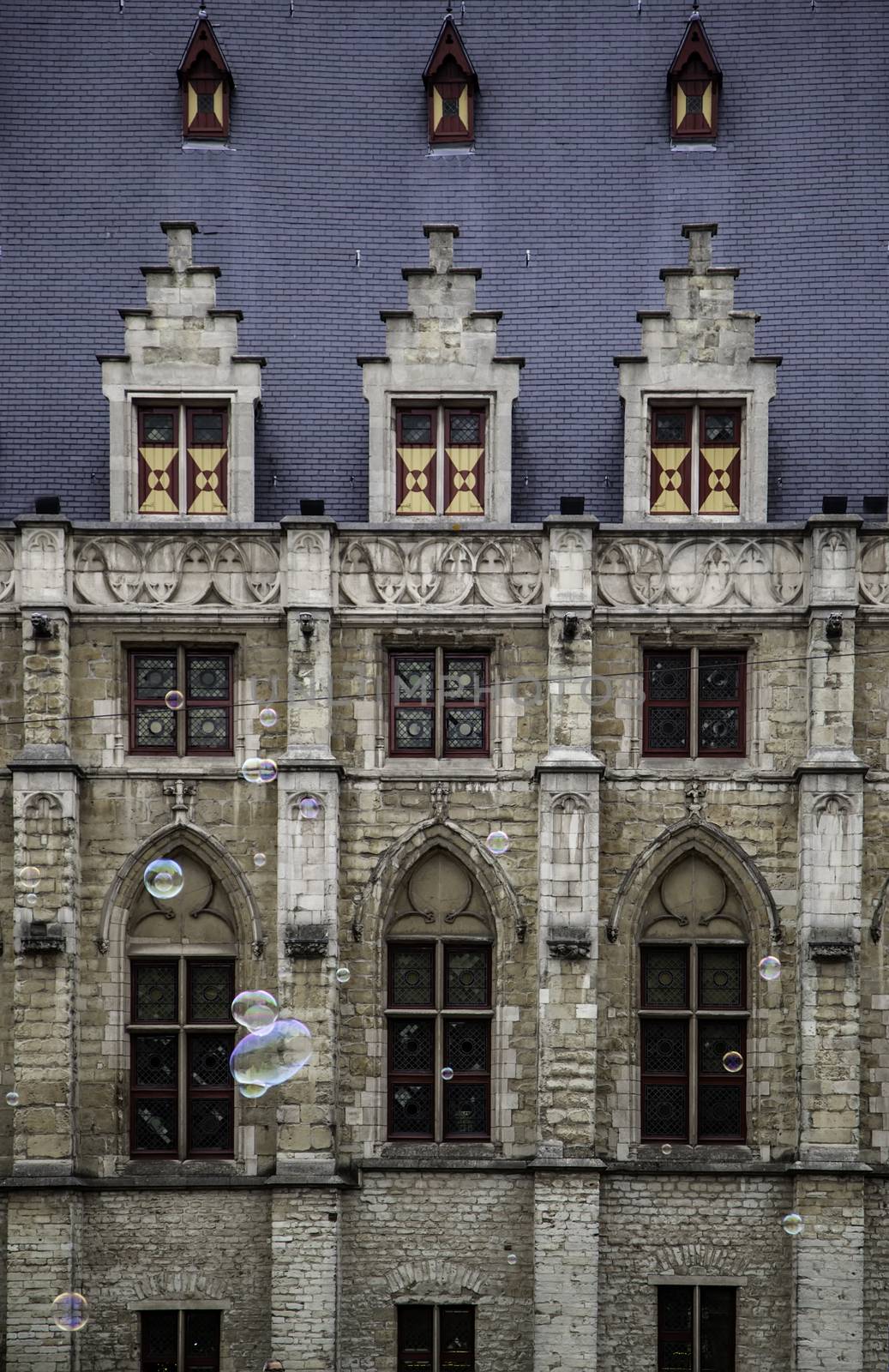 Old building in the city of Ghent, tourism in Europe, Belgium in September