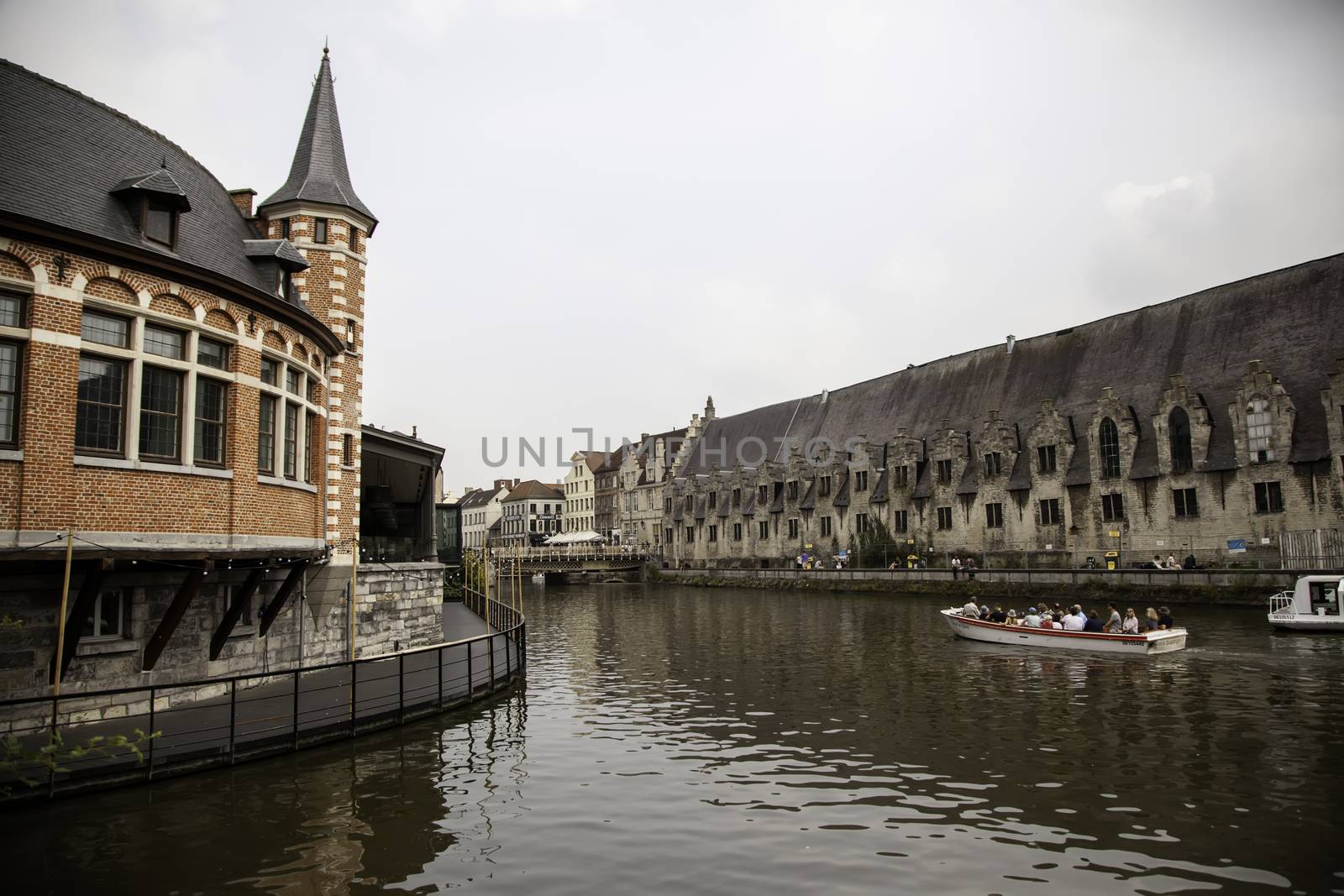 Nice view of the city of Ghent, detail of a city of Belgium, Europe