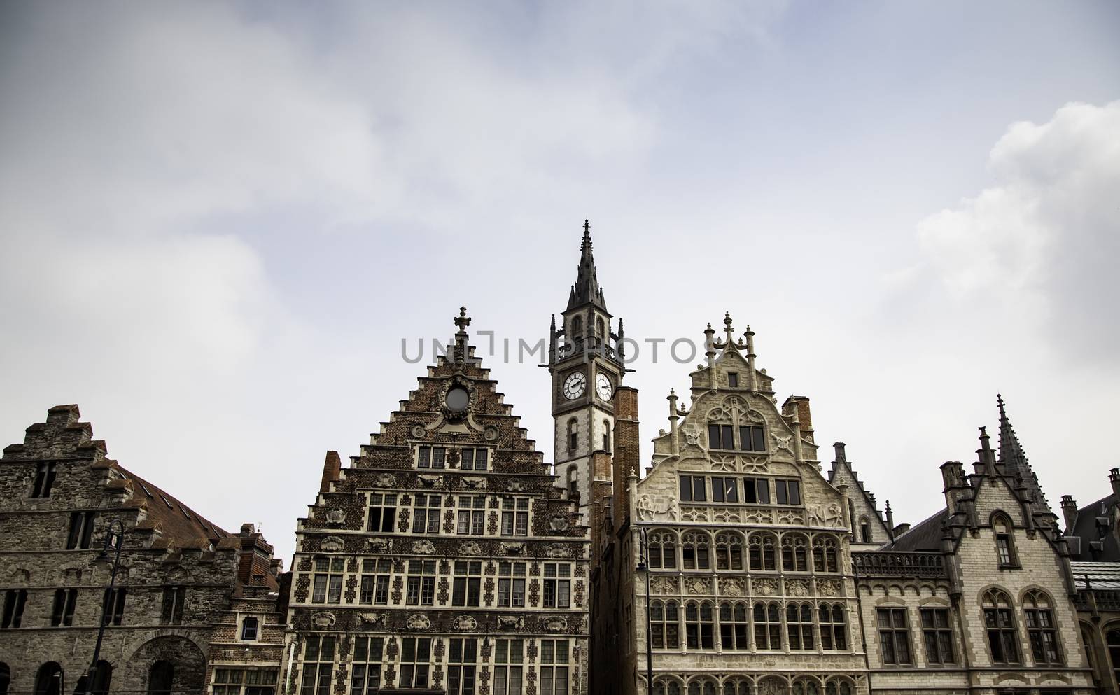 Nice view of the city of Ghent, detail of a city of Belgium, Europe