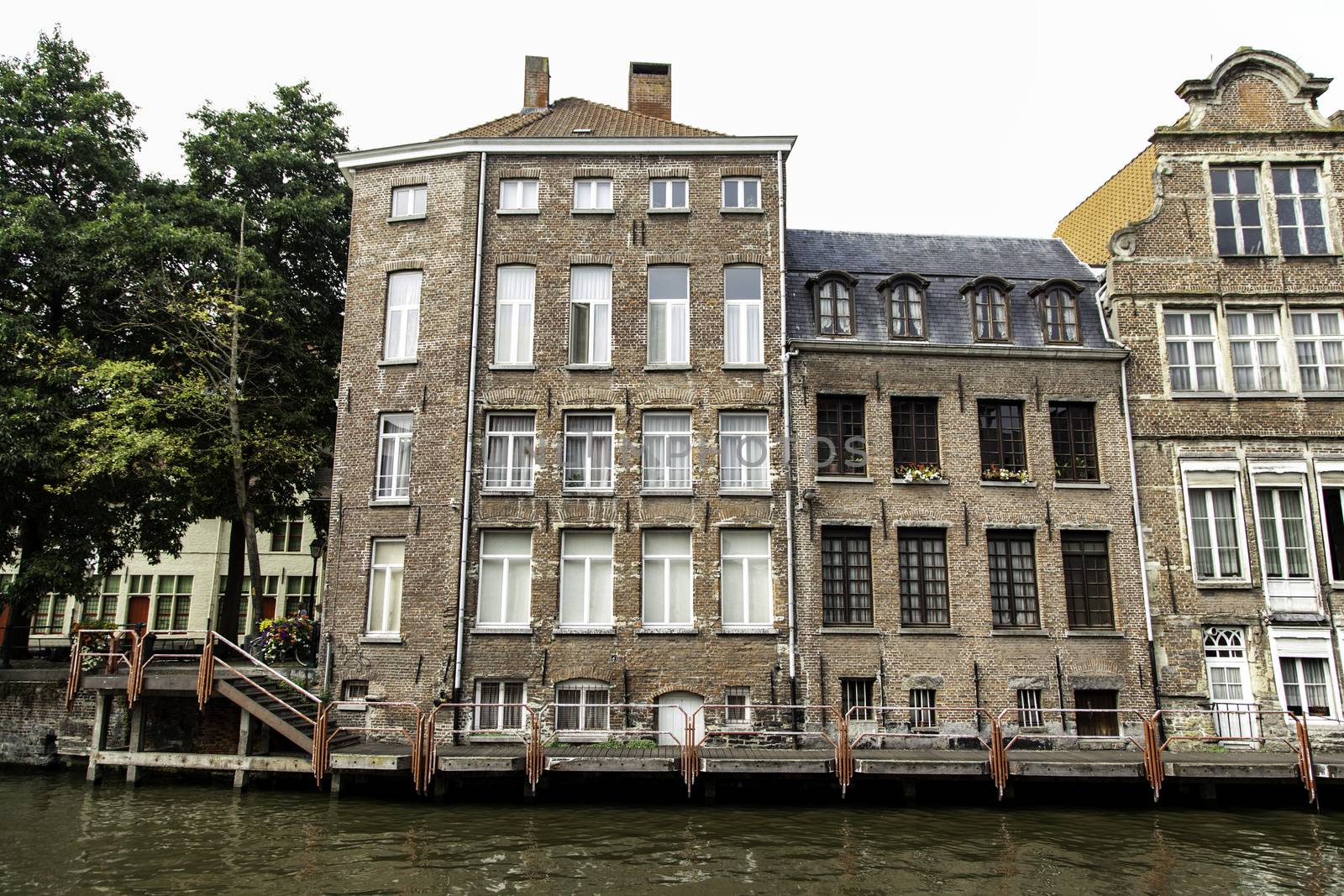 Old building in the city of Ghent, tourism in Europe, Belgium in September