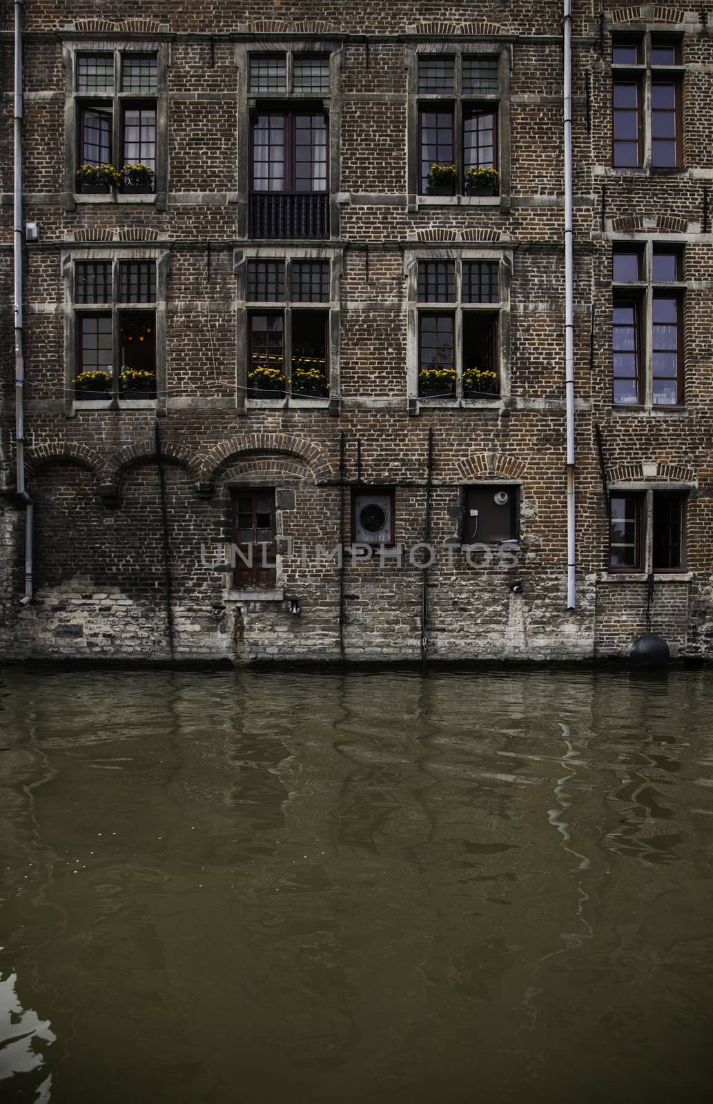 House typical of bruges, detail of medieval houses, tourism in Belgium, Europe