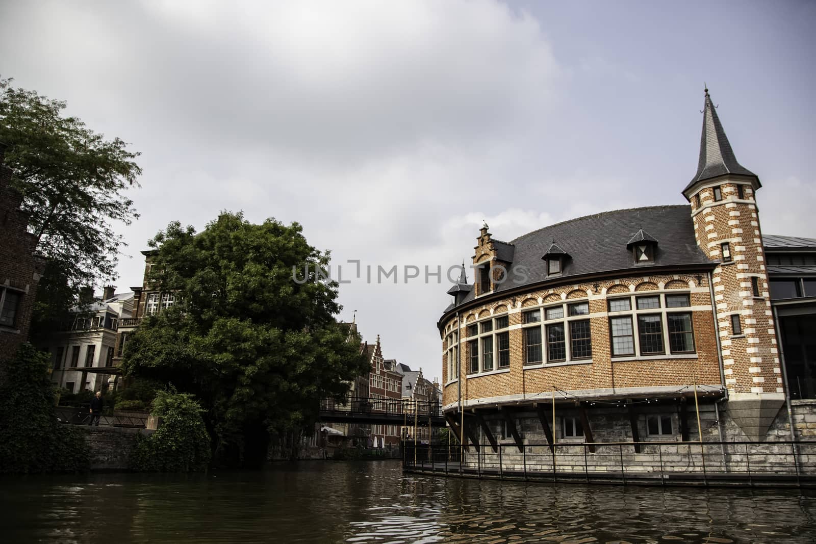 House typical of bruges, detail of medieval houses, tourism in Belgium, Europe