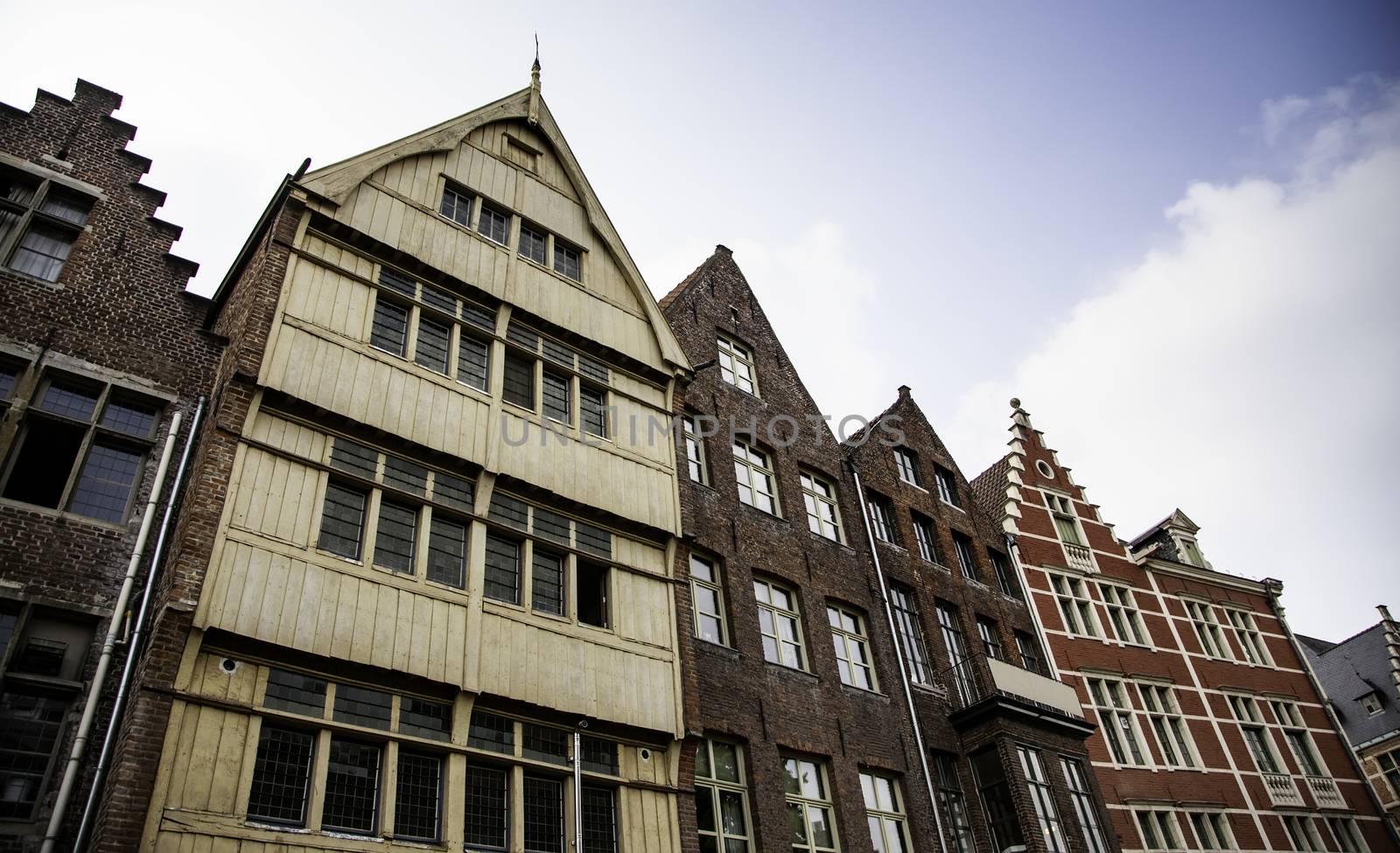 Old building in the city of Ghent, tourism in Europe, Belgium in September